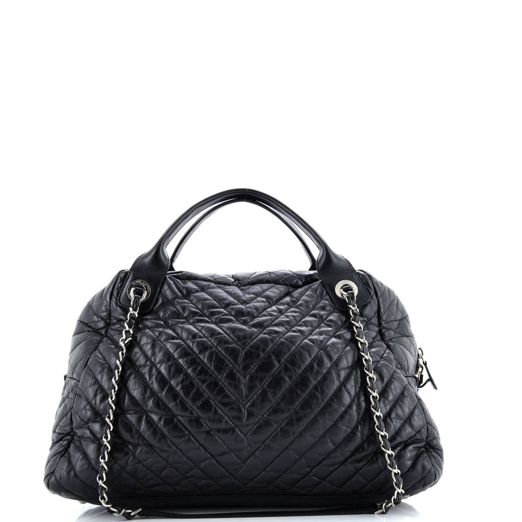 Soft Bowling Bag Chevron Aged Calfskin Large