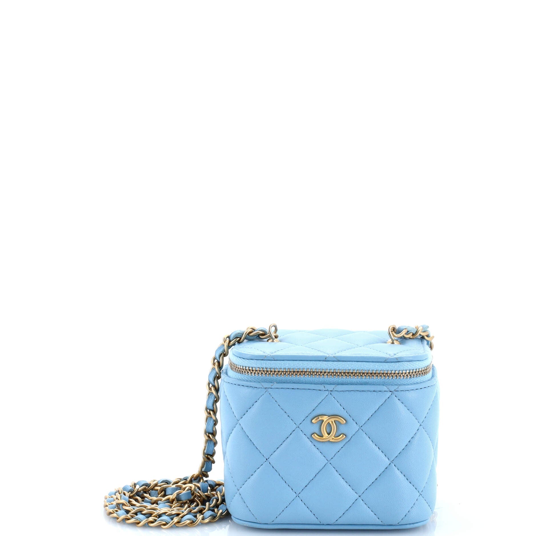Pearl Crush Vanity Case with Chain Quilted Lambskin Mini