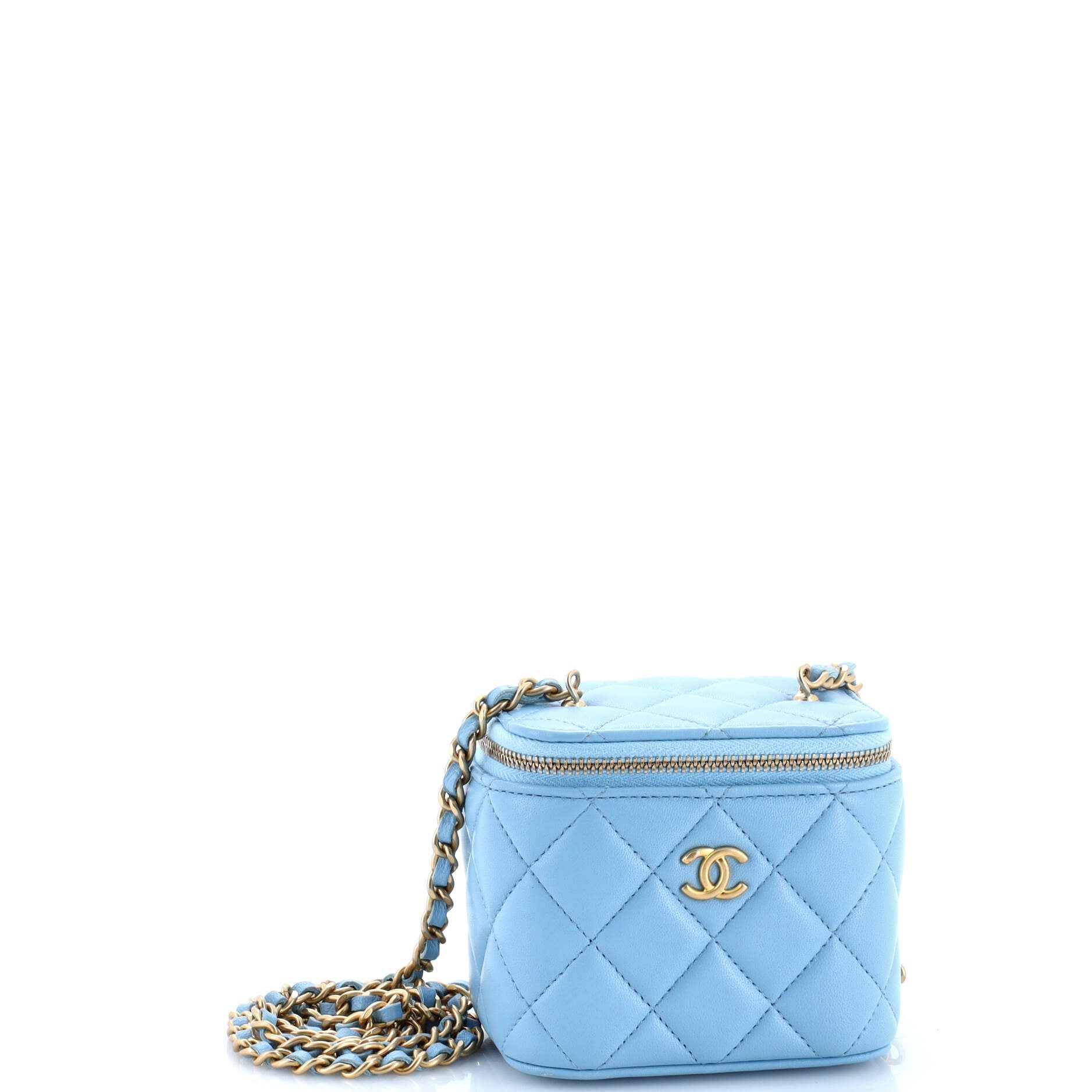Pearl Crush Vanity Case with Chain Quilted Lambskin Mini