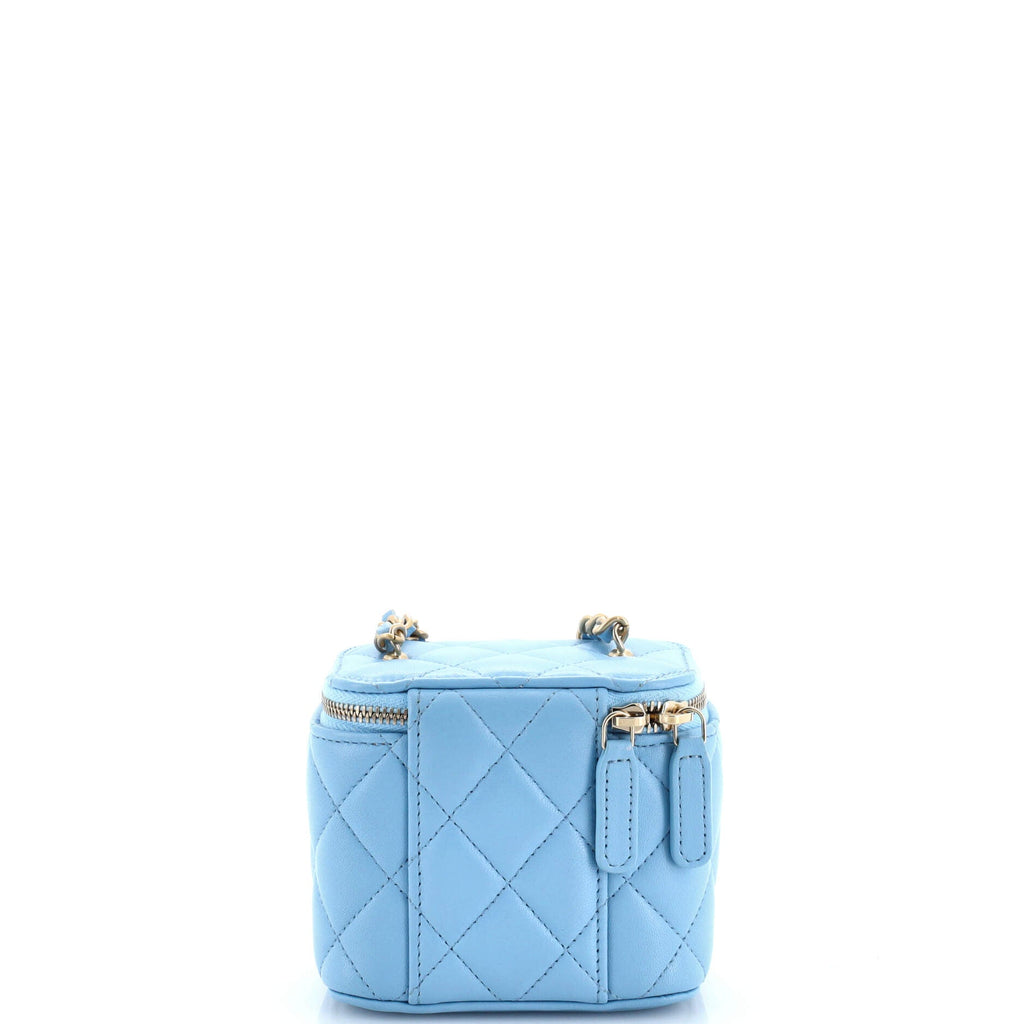 Pearl Crush Vanity Case with Chain Quilted Lambskin Mini