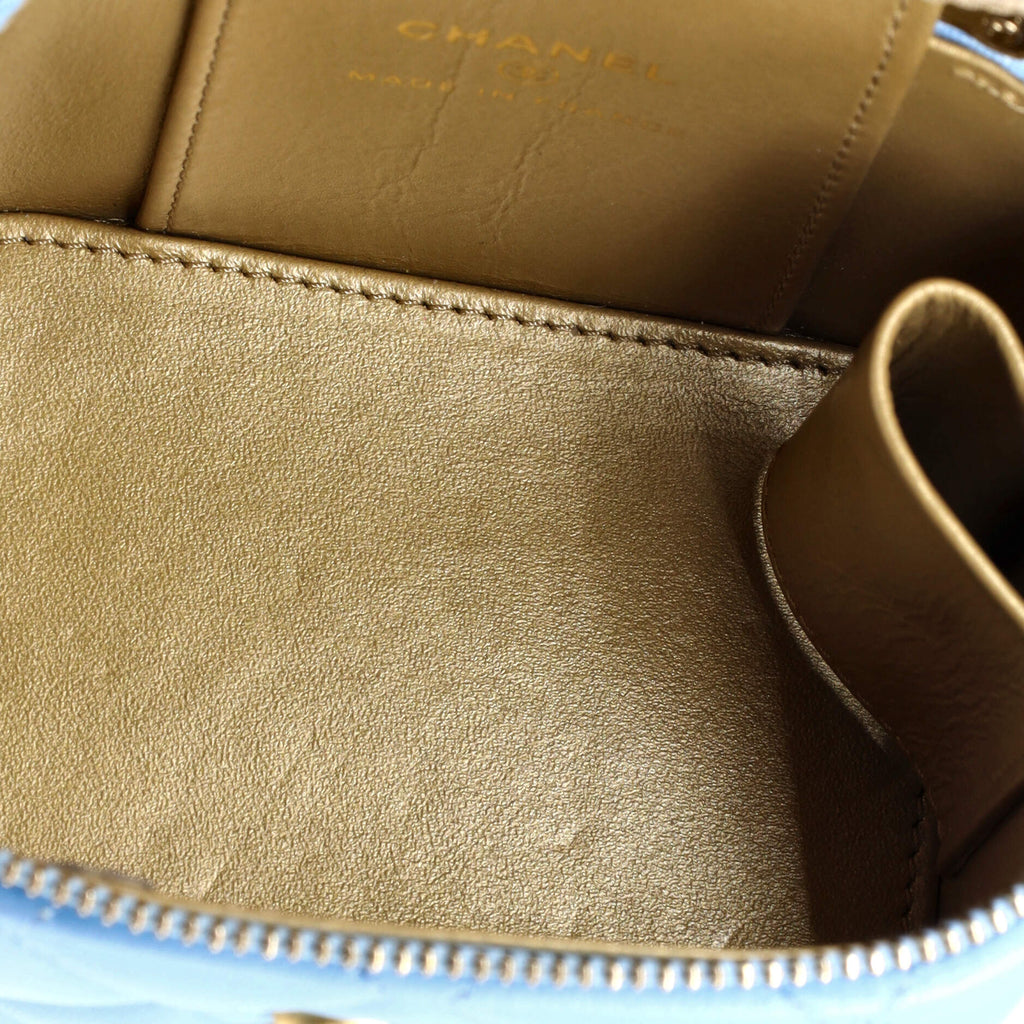 Pearl Crush Vanity Case with Chain Quilted Lambskin Mini
