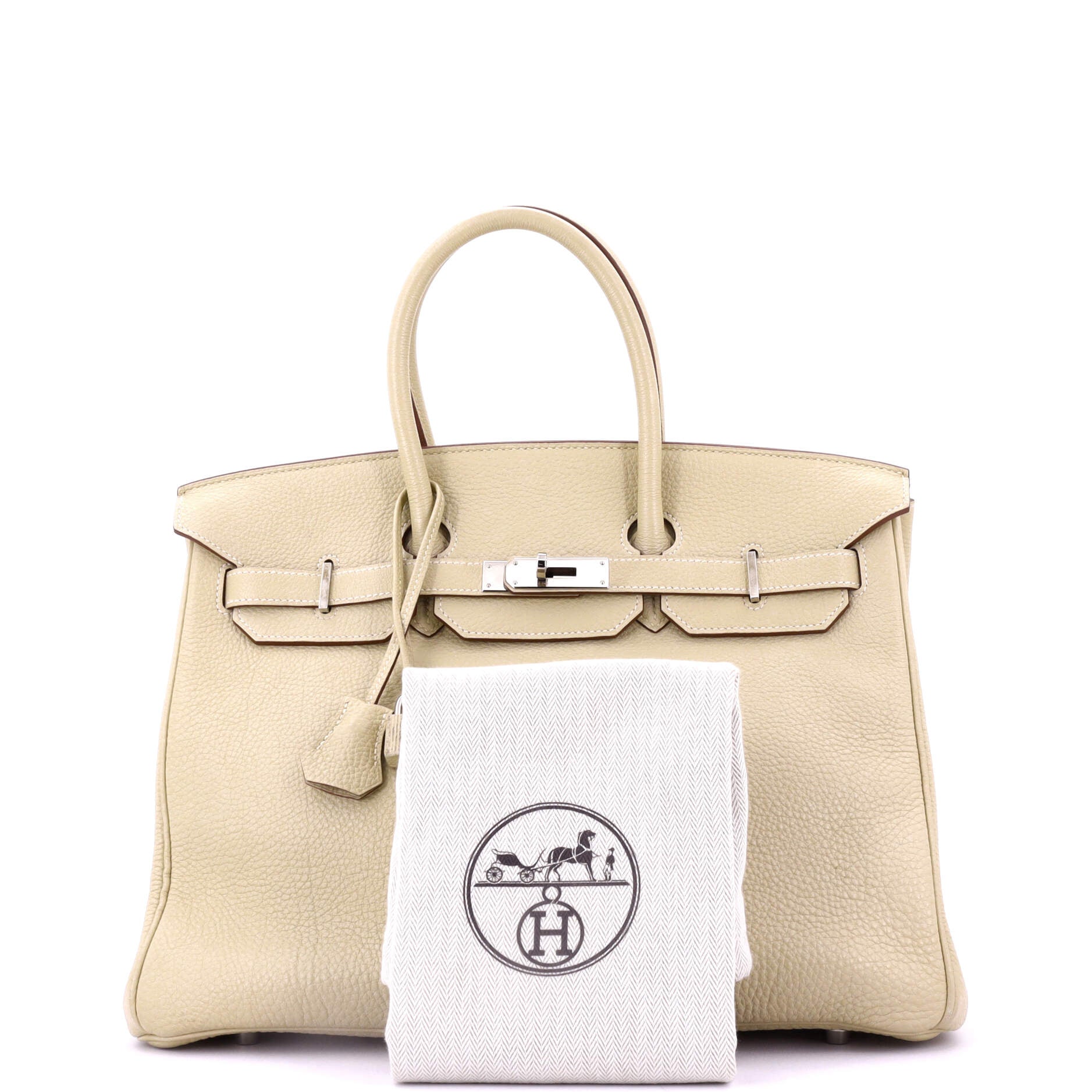 Birkin Handbag Light Clemence with Palladium Hardware 35