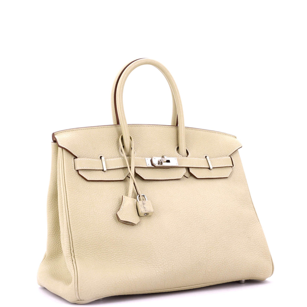 Birkin Handbag Light Clemence with Palladium Hardware 35