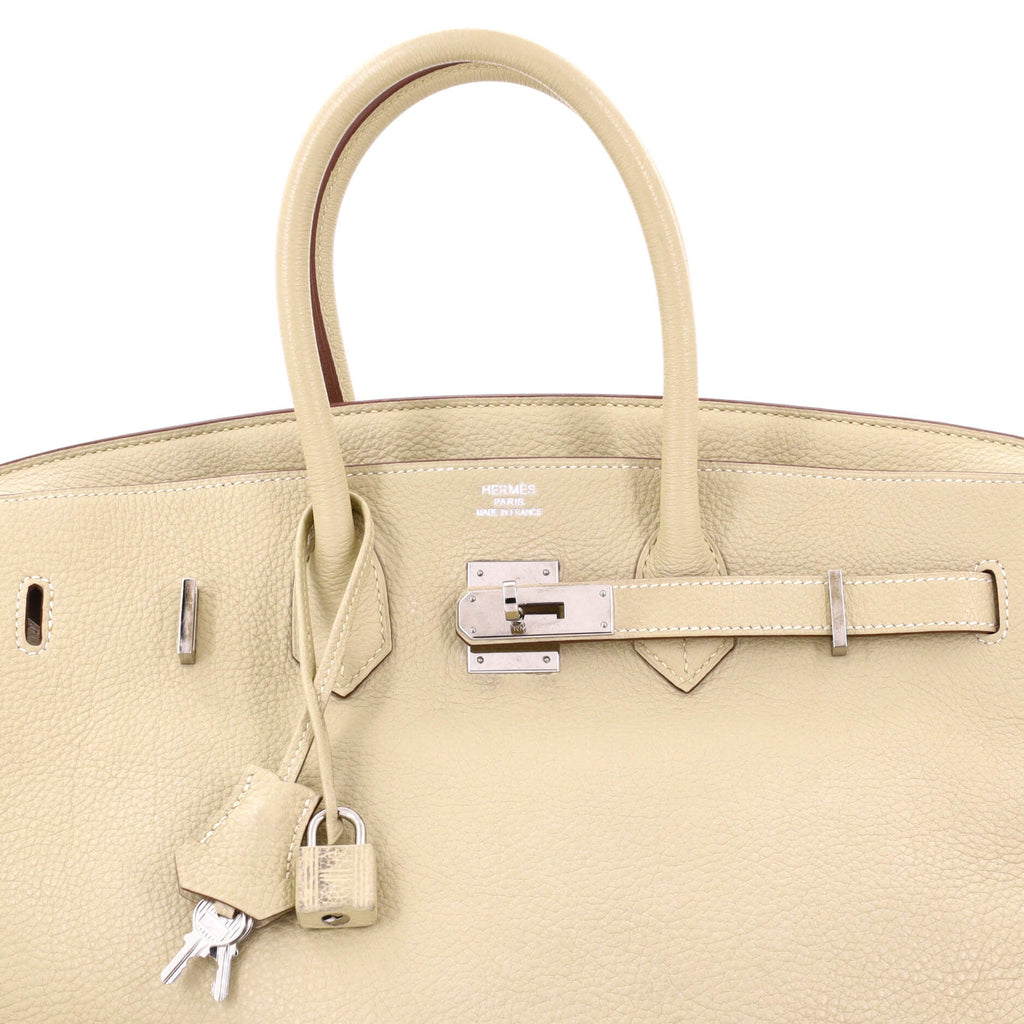Birkin Handbag Light Clemence with Palladium Hardware 35