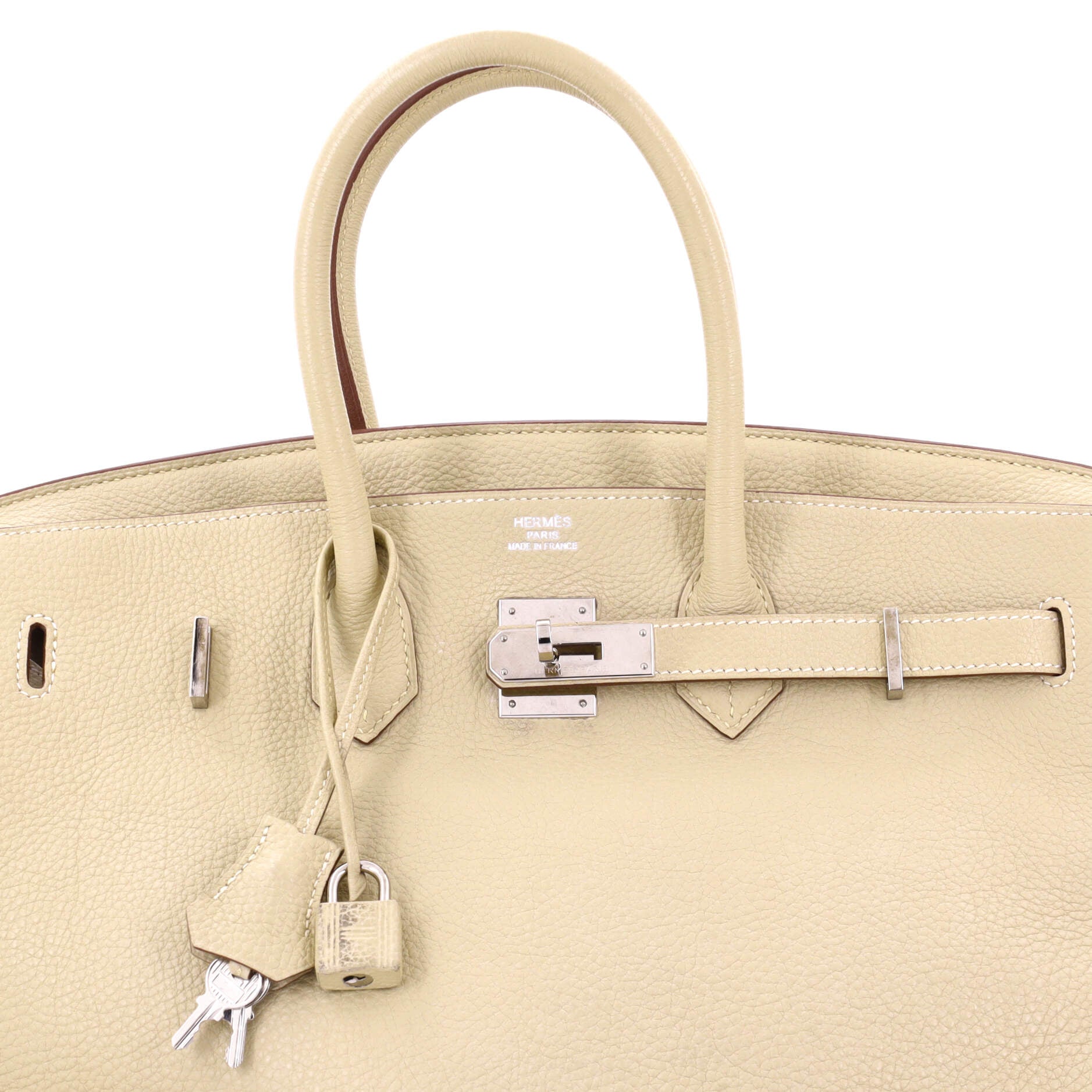 Birkin Handbag Light Clemence with Palladium Hardware 35