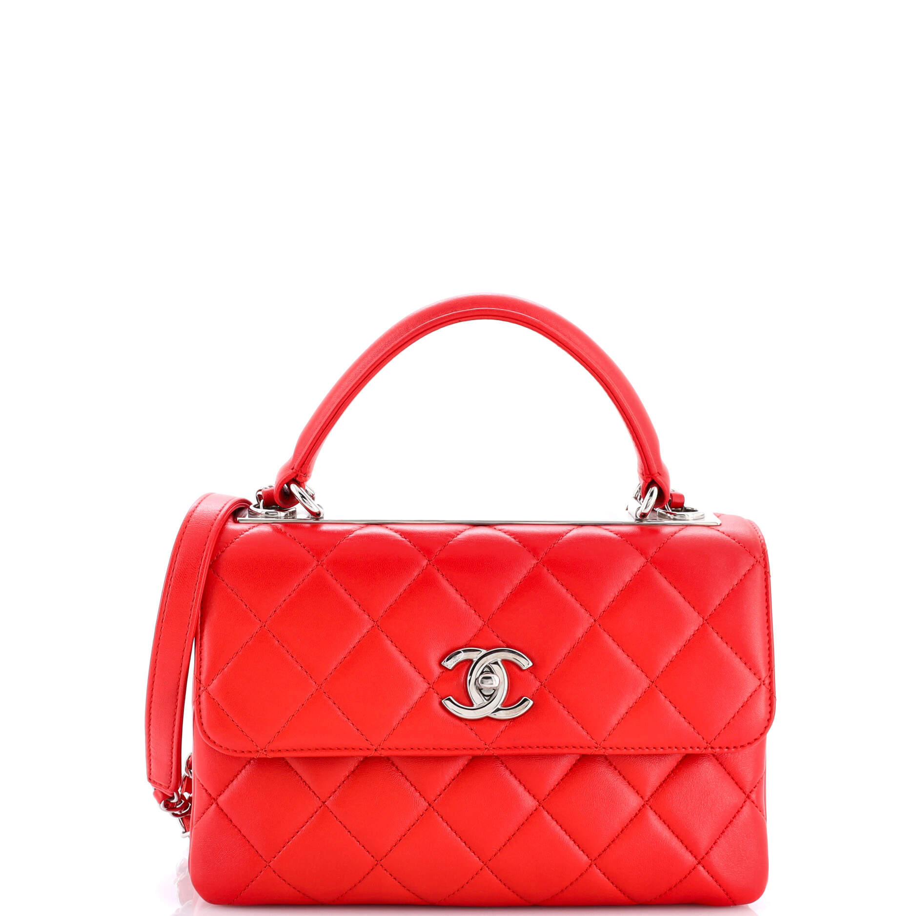 Trendy CC Top Handle Bag Quilted Lambskin Small