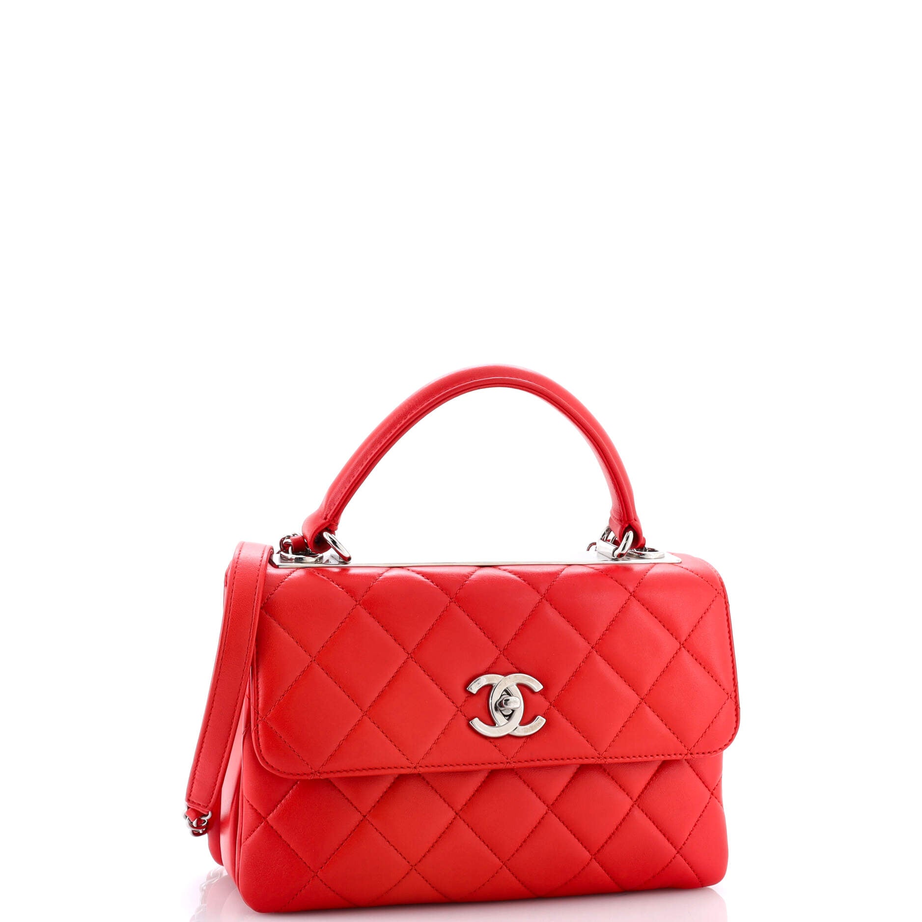 Trendy CC Top Handle Bag Quilted Lambskin Small