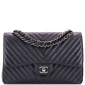 Classic Double Flap Bag Chevron Iridescent Caviar Jumbo