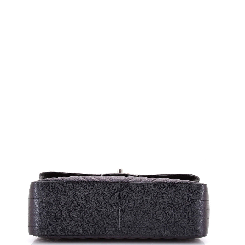 Classic Double Flap Bag Chevron Iridescent Caviar Jumbo