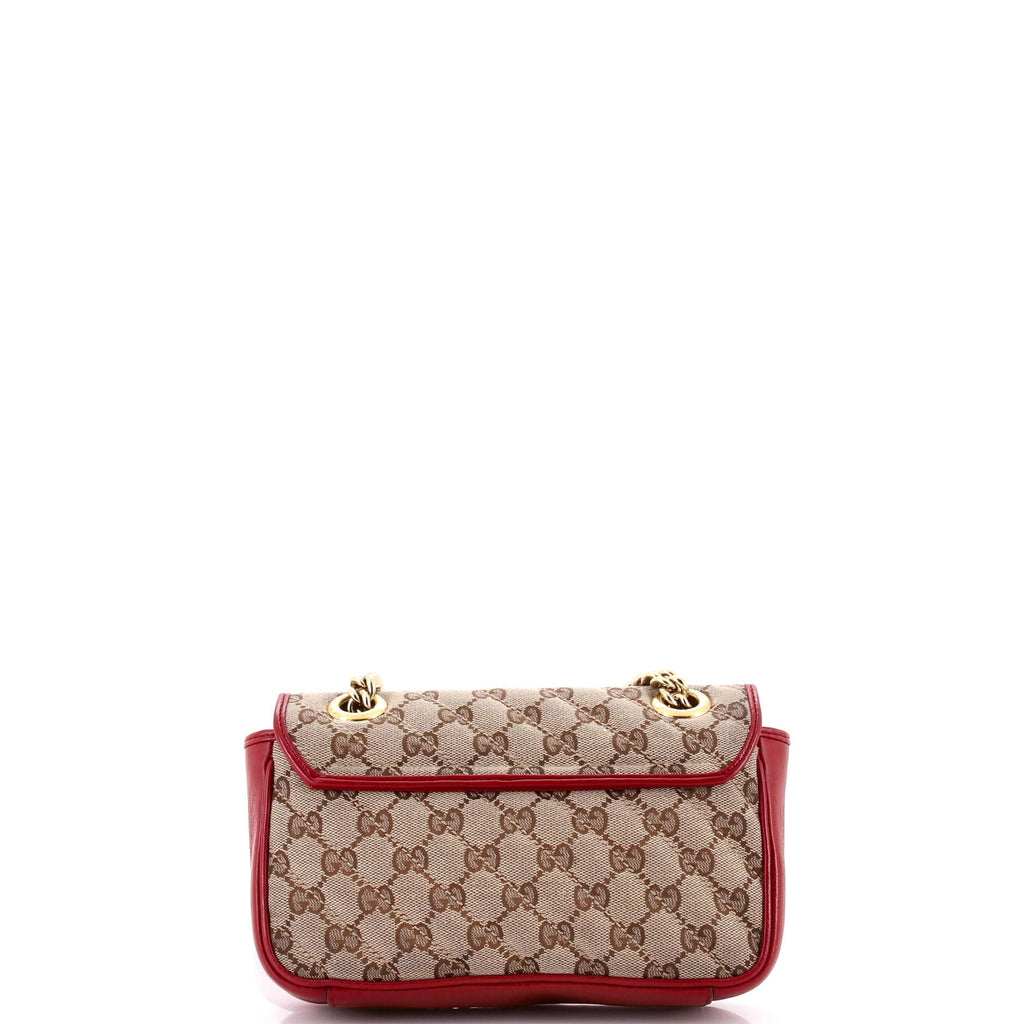 GG Marmont Flap Bag Diagonal Quilted GG Canvas with Leather Mini