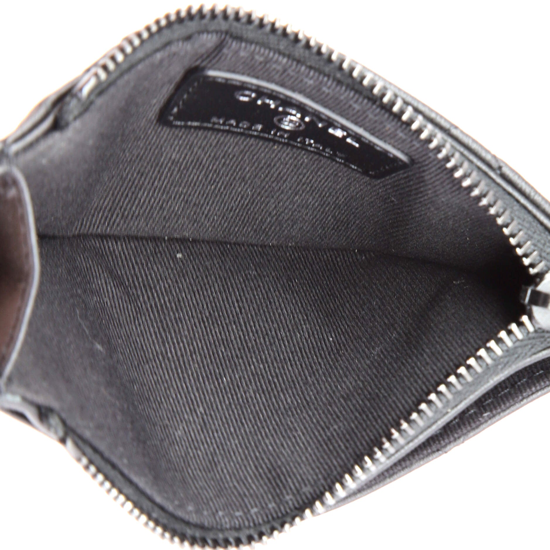 So Black CC Zip Card Holder Quilted Lambskin