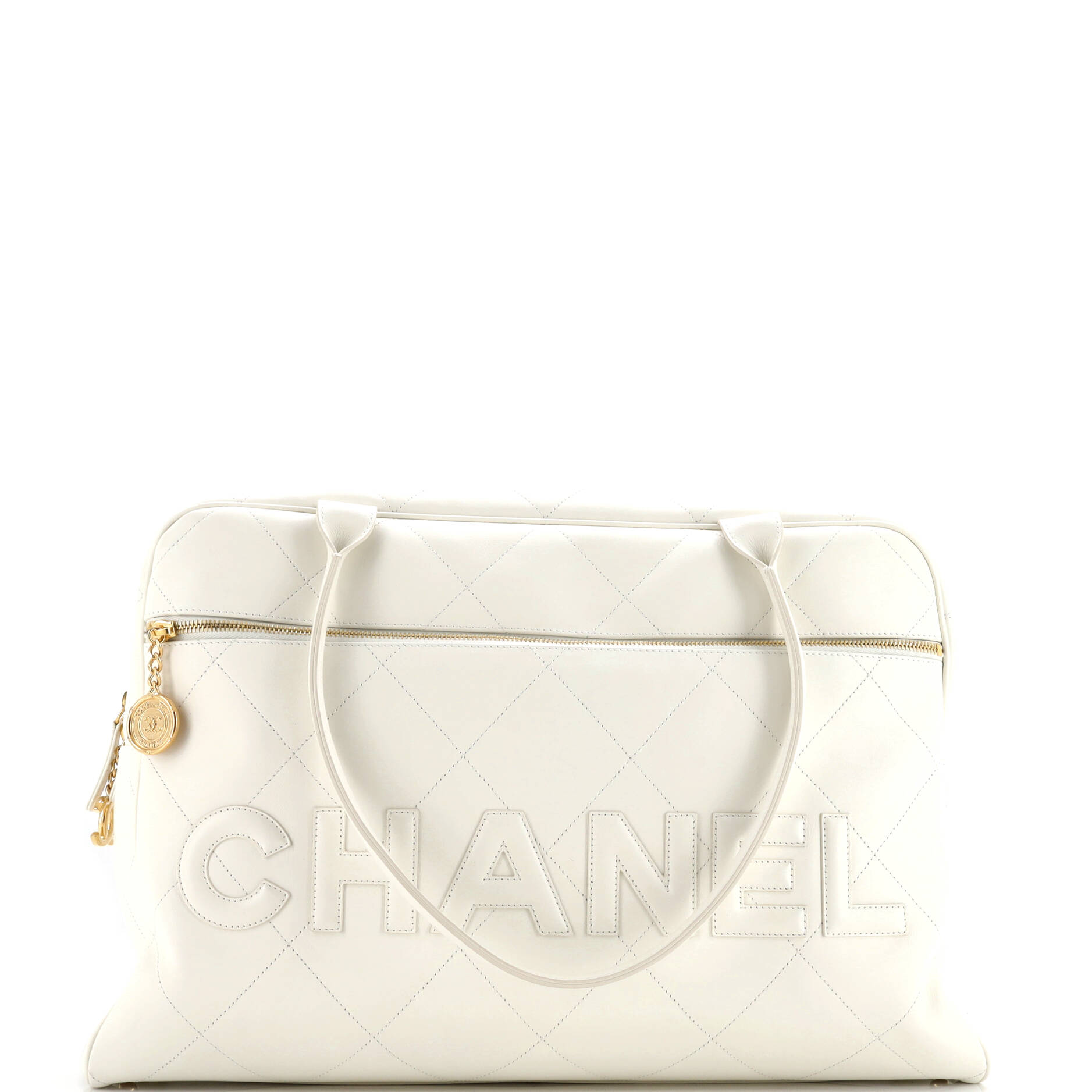 Logo Bowler Bag Stitched Calfskin Maxi