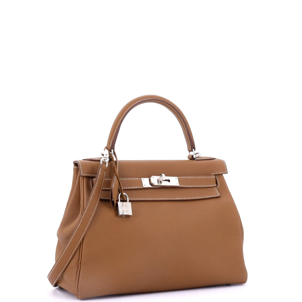 Kelly Handbag Gold Togo with Palladium Hardware 28