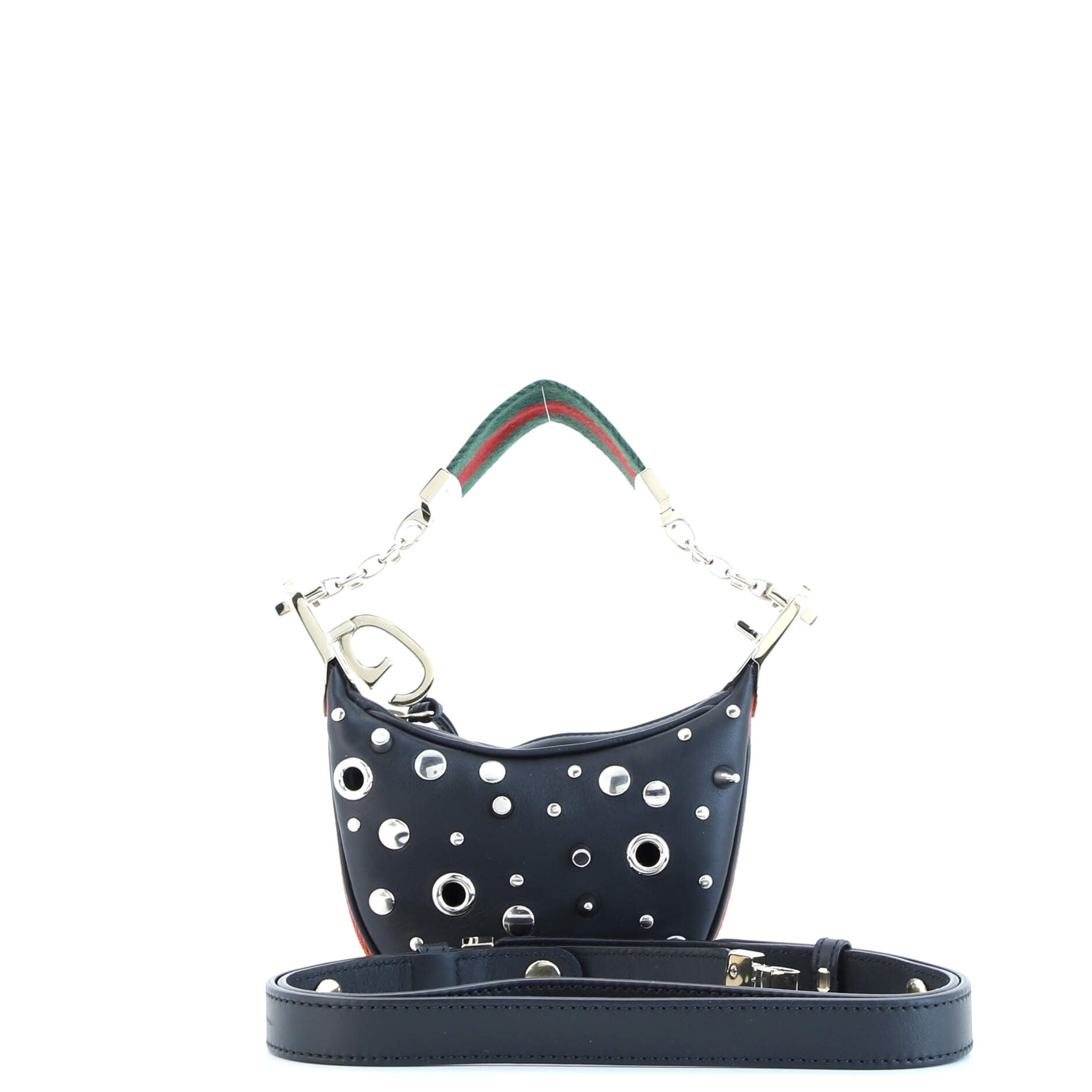 Attache Shoulder Bag Grommet Embellished Leather Mini