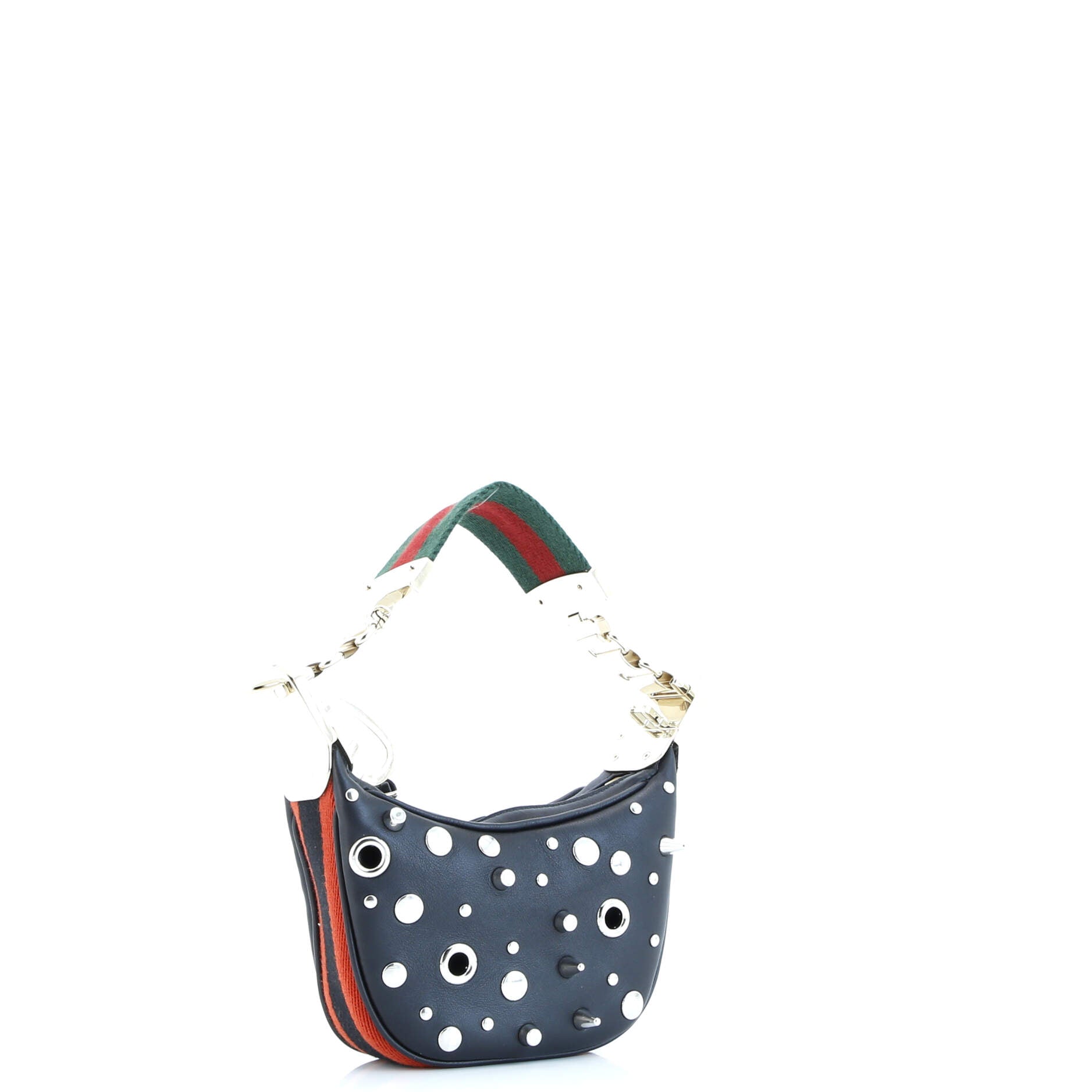 Attache Shoulder Bag Grommet Embellished Leather Mini