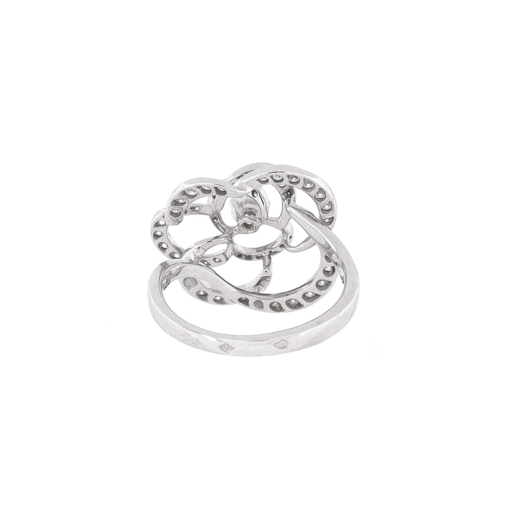 Fil De Camelia Ring 18K White Gold and Diamonds Small