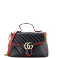 GG Marmont Top Handle Flap Bag Diagonal Quilted Leather Small
