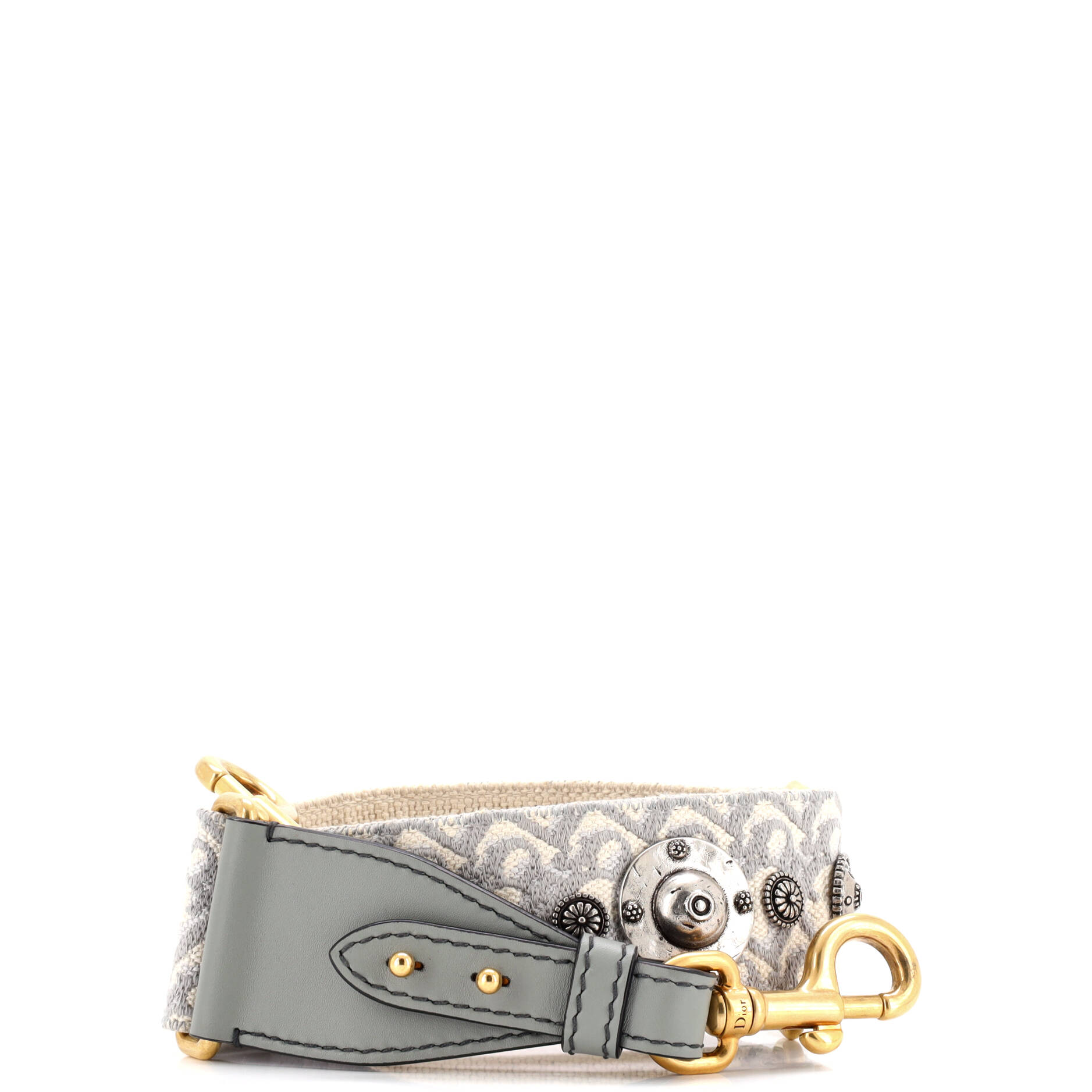Shoulder Strap Embellished Oblique Canvas