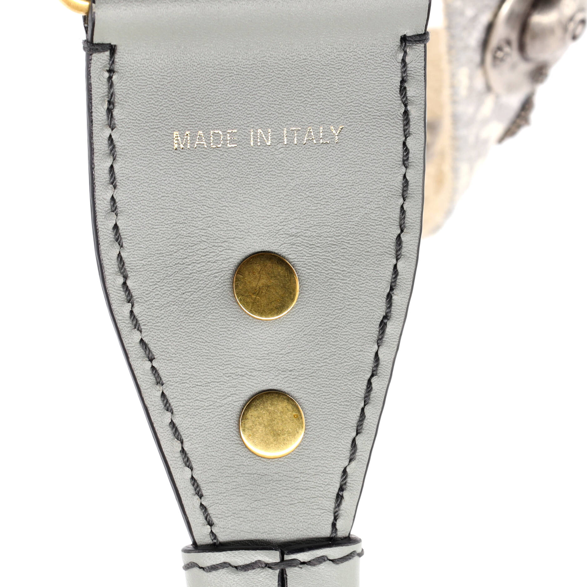 Shoulder Strap Embellished Oblique Canvas