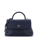 Coco Top Handle Bag Quilted Caviar Medium