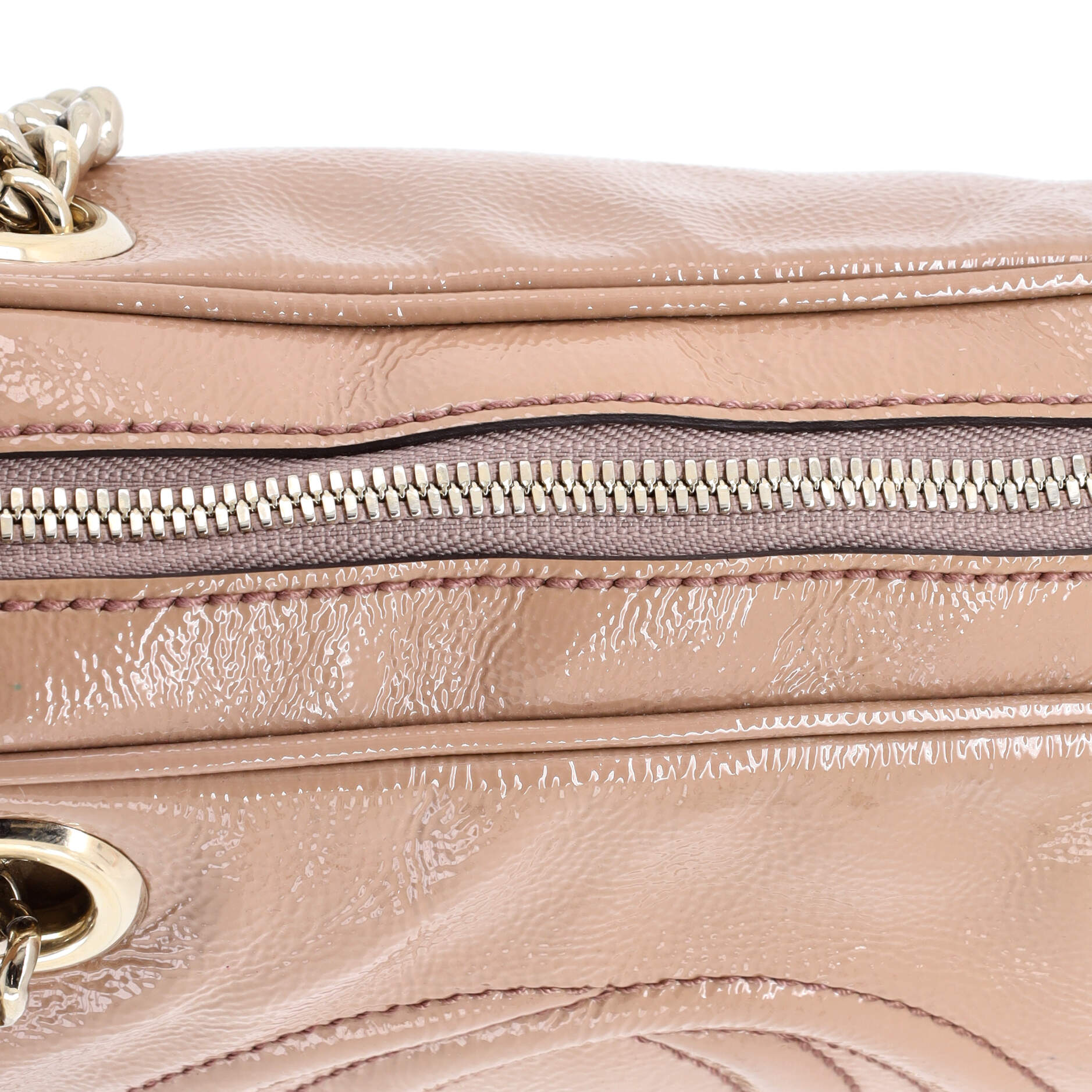 Soho Chain Zip Shoulder Bag Patent Small