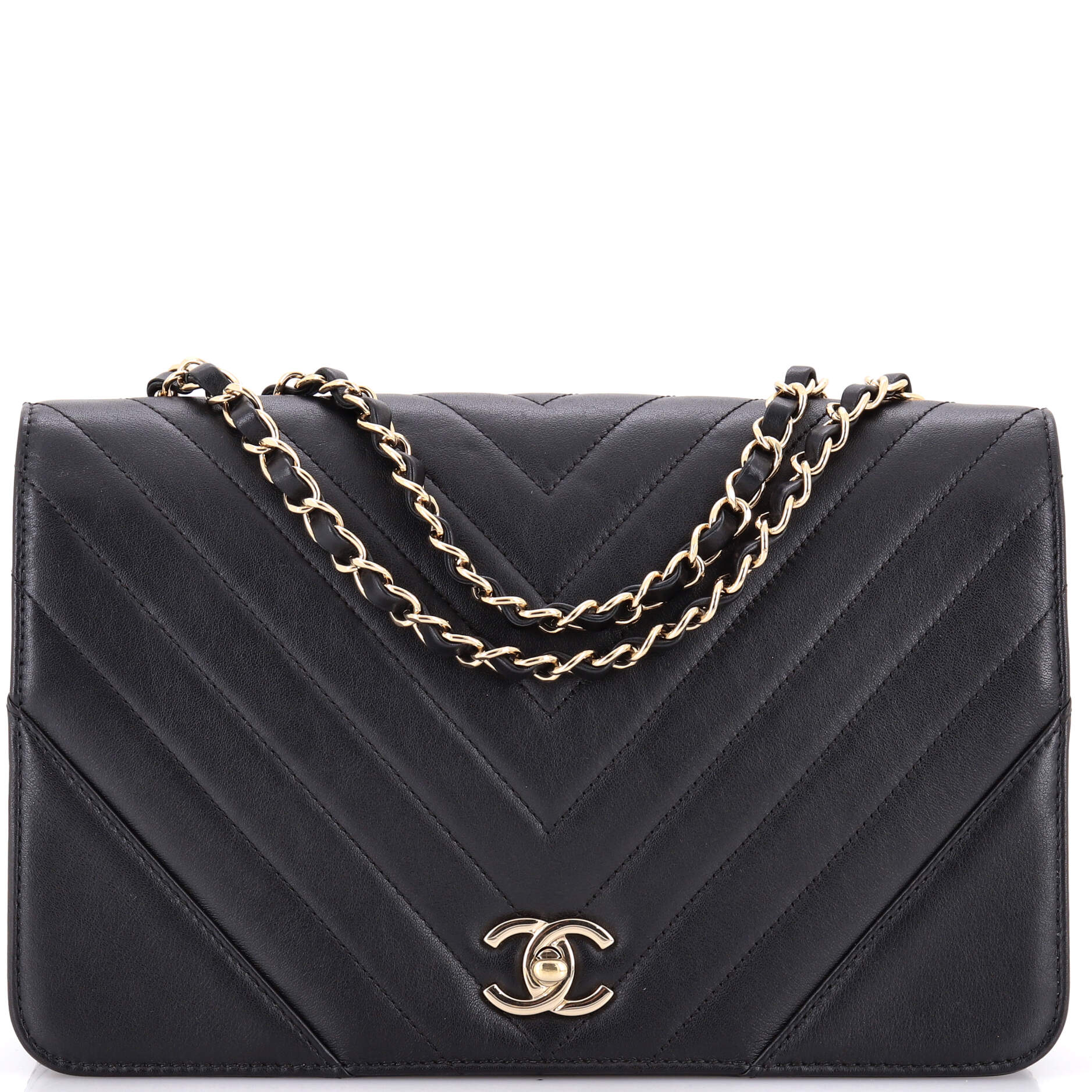 Statement Flap Bag Chevron Calfskin Medium