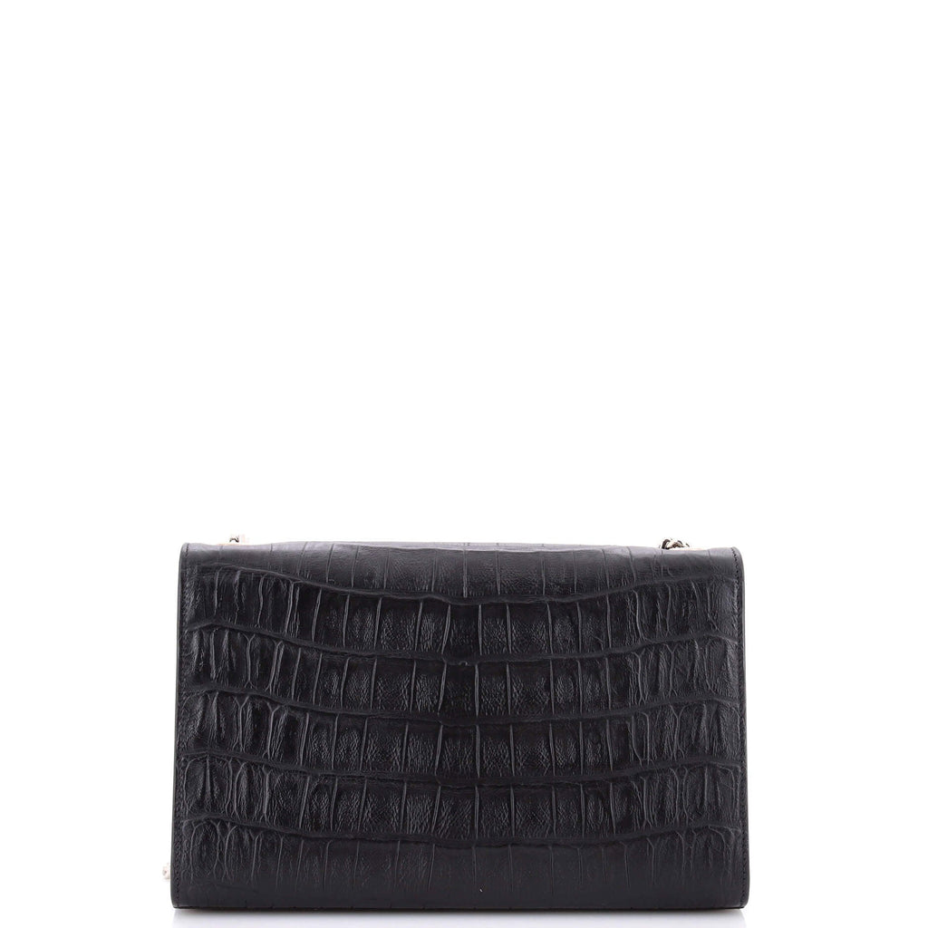 Classic Monogram Tassel Crossbody Bag Crocodile Embossed Leather Medium