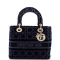 Lady D-Lite Bag Cannage Embroidered Velvet Medium