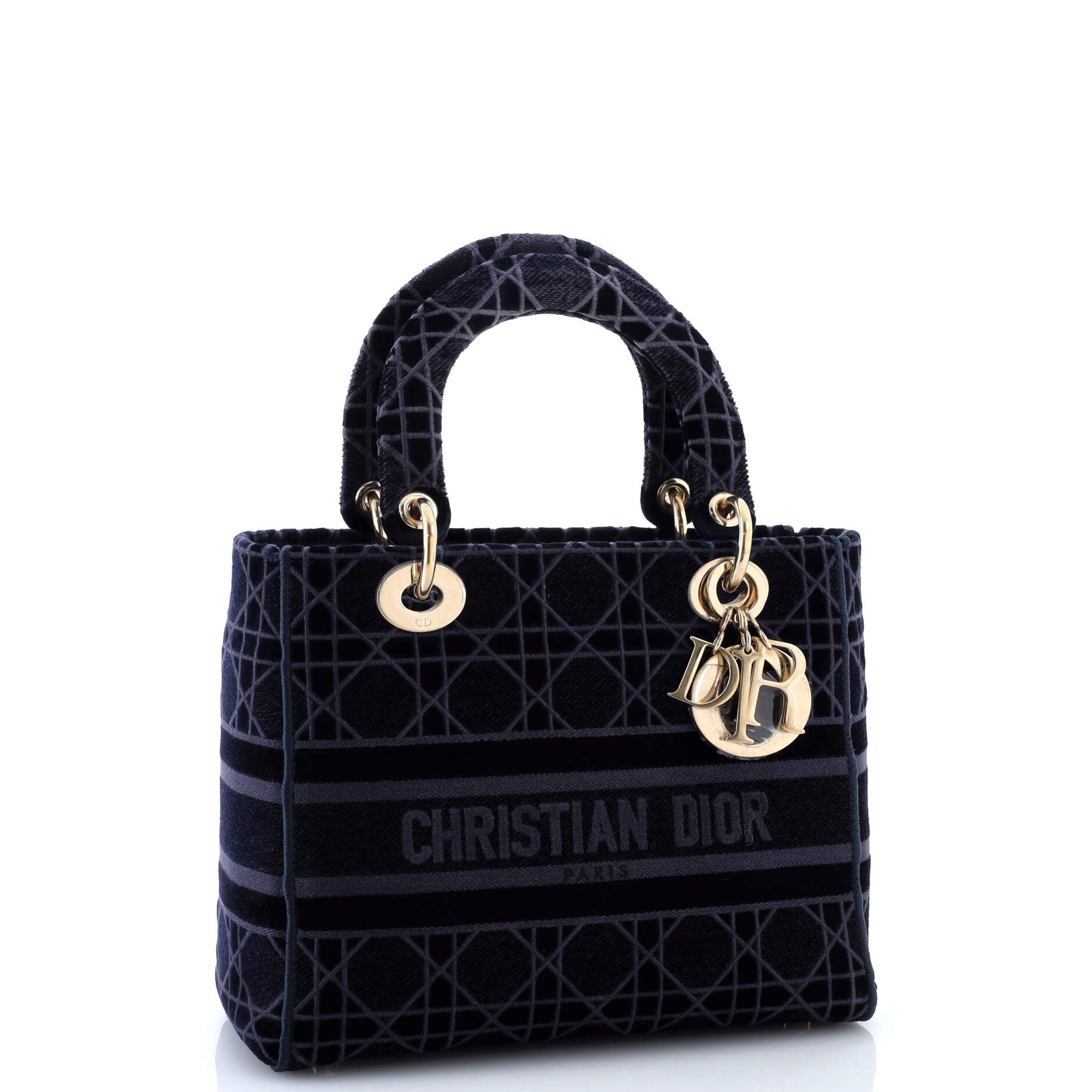 Lady D-Lite Bag Cannage Embroidered Velvet Medium
