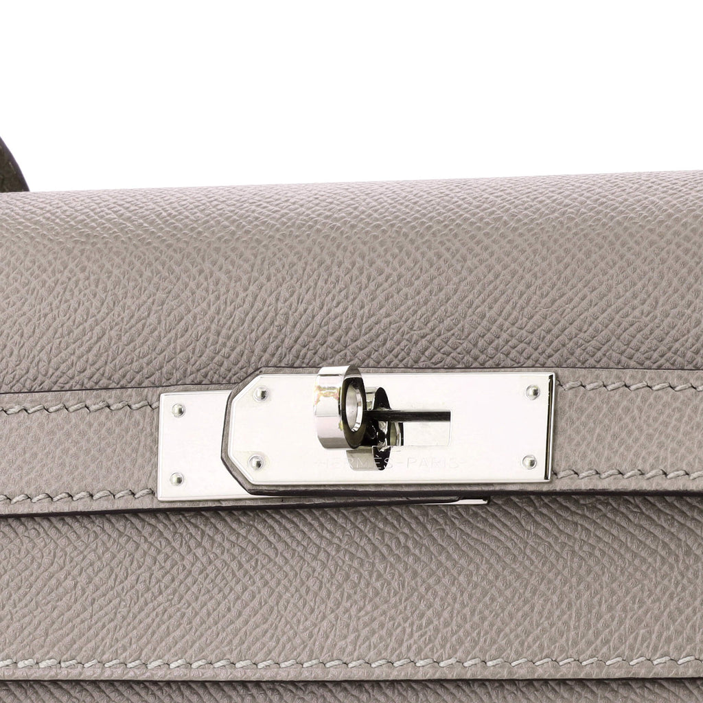 Kelly Handbag Grey Epsom with Palladium Hardware 32