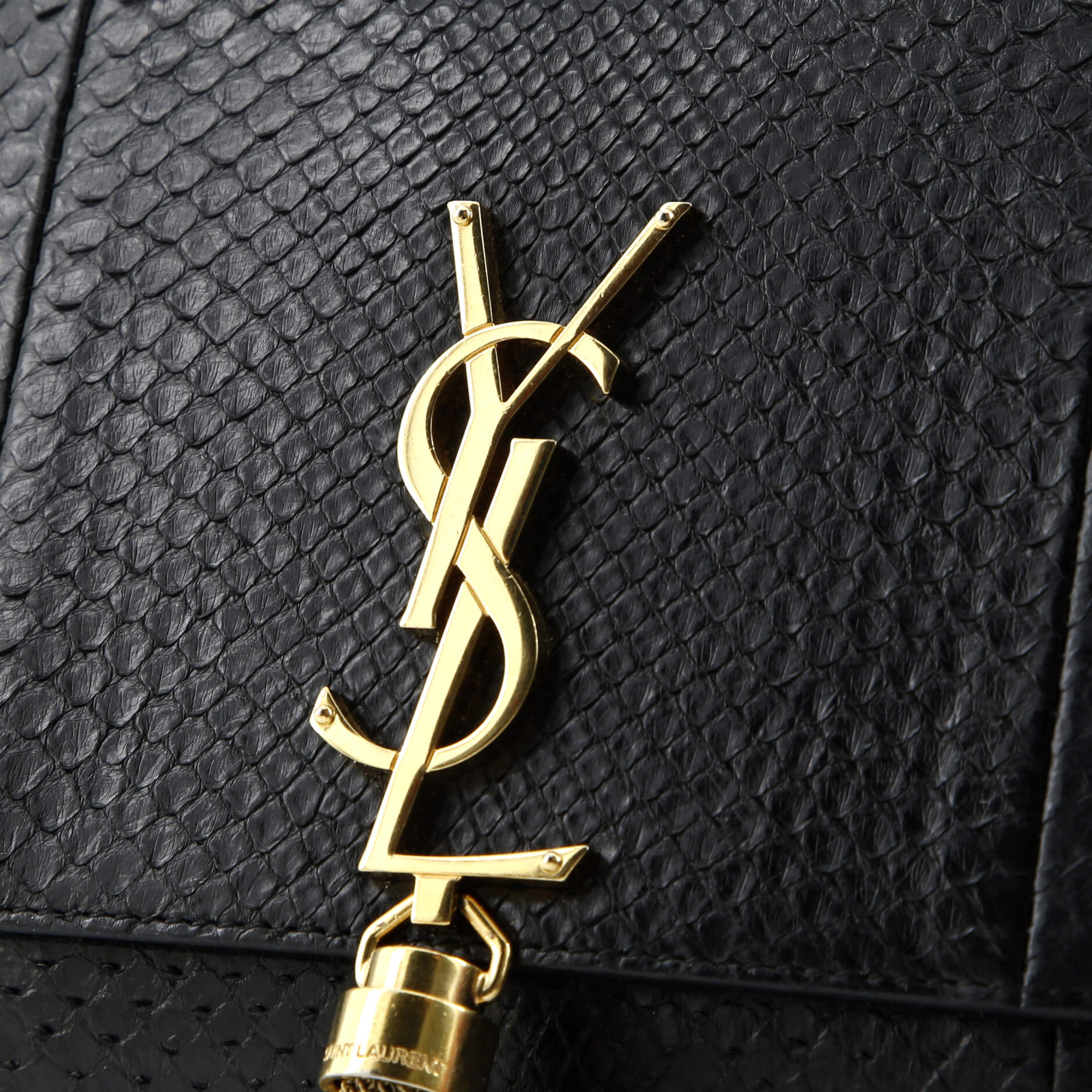 Classic Monogram Tassel Crossbody Bag Python Embossed Leather Medium