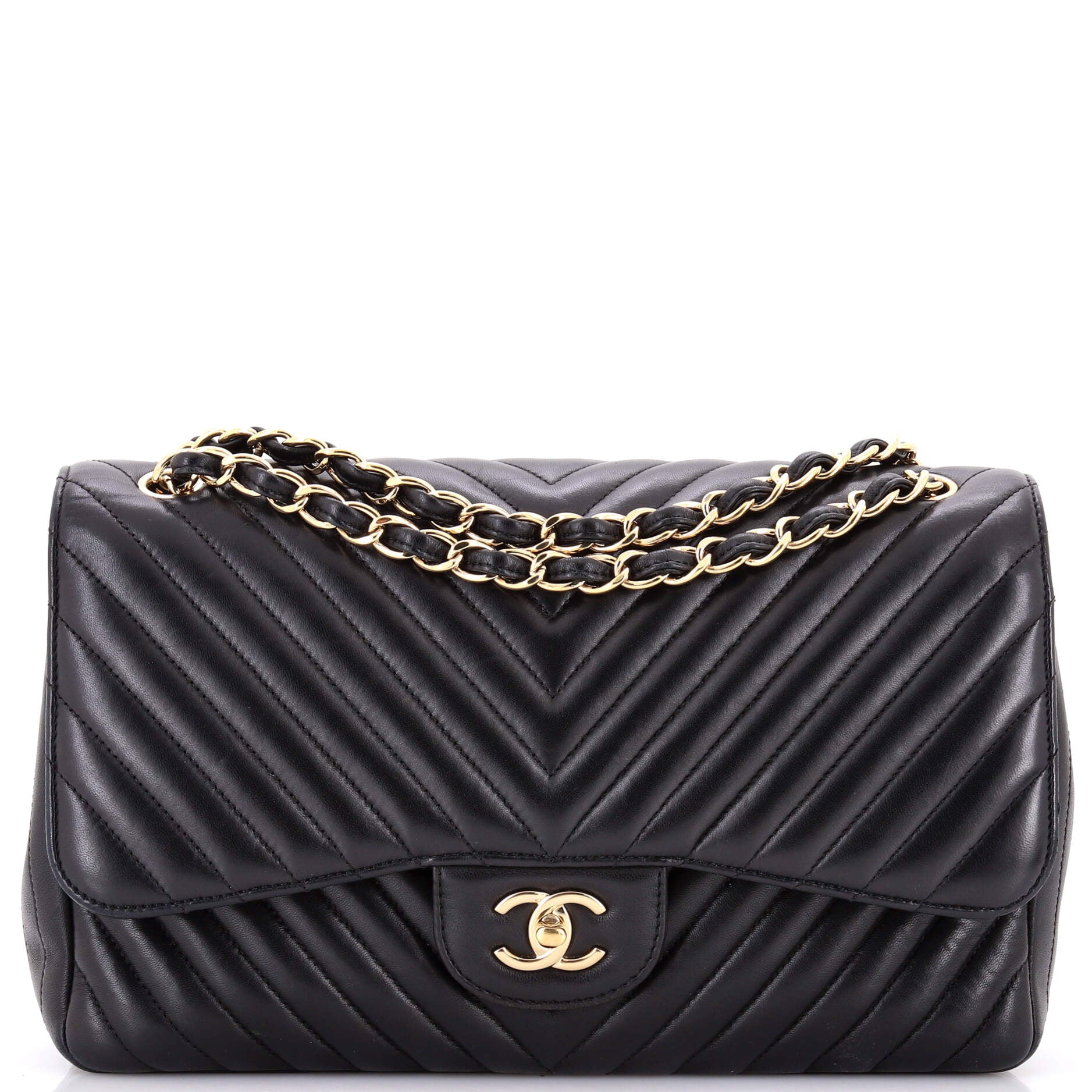 Classic Double Flap Bag Chevron Lambskin Jumbo