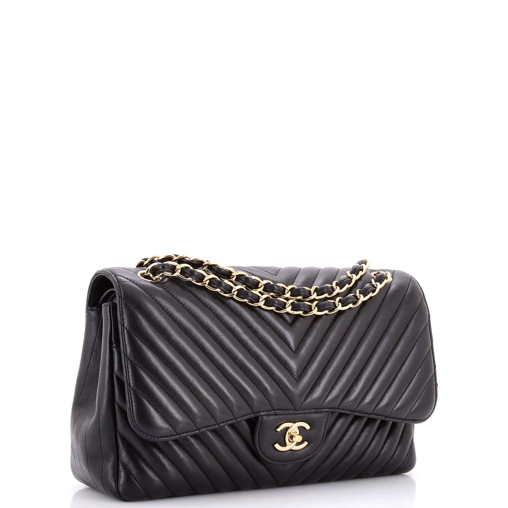 Classic Double Flap Bag Chevron Lambskin Jumbo