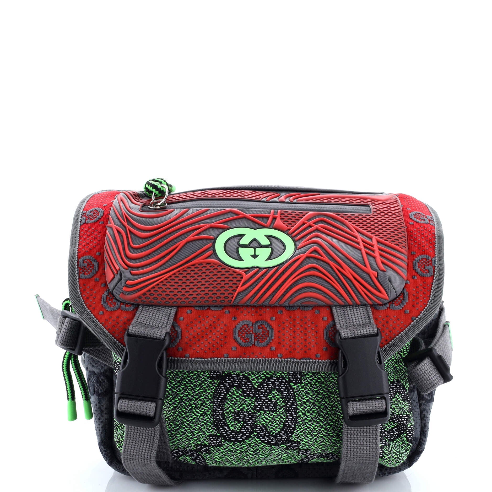 Buckle Flap Chest Strap Backpack GG Fabric with Rubber