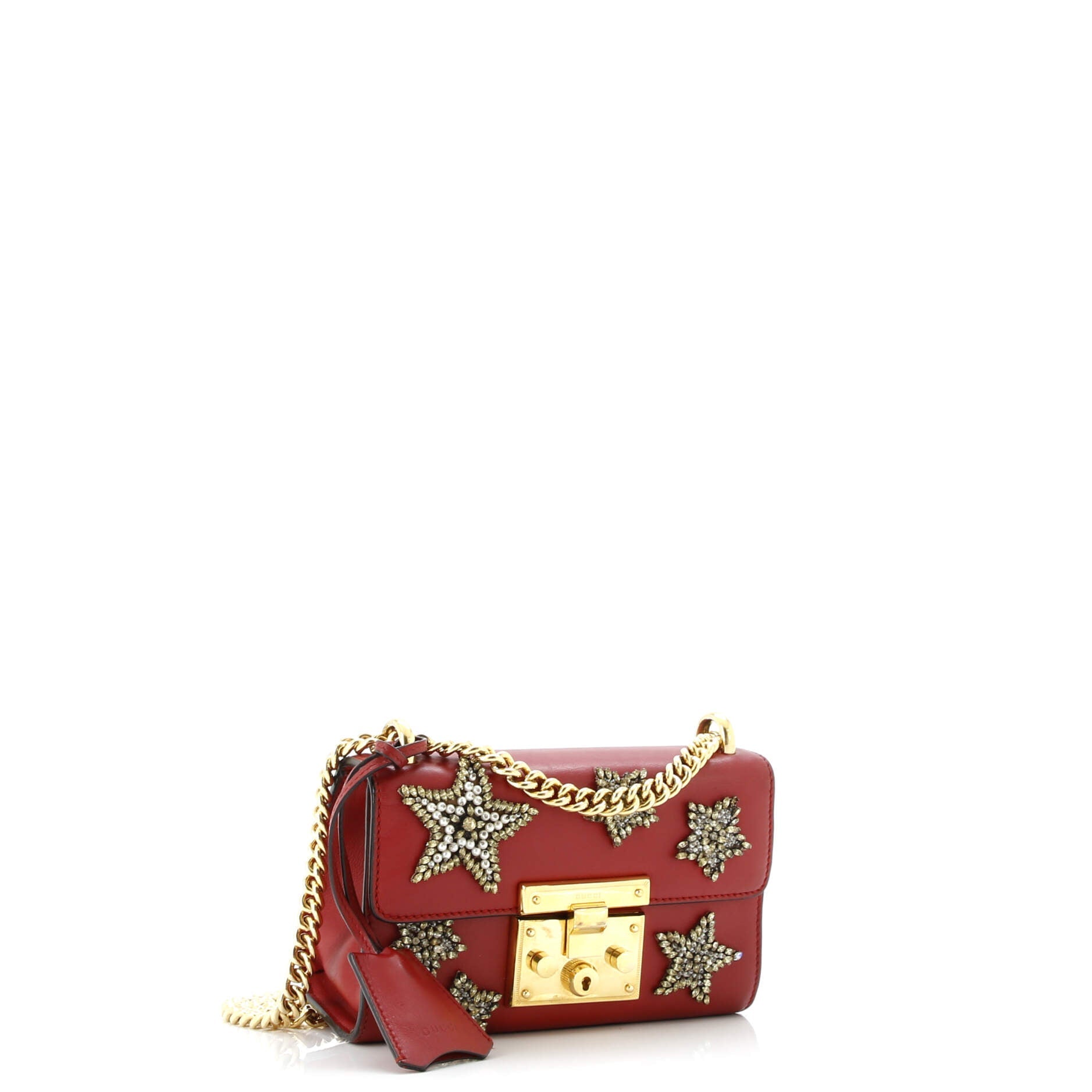 Padlock Shoulder Bag Embellished Leather Small