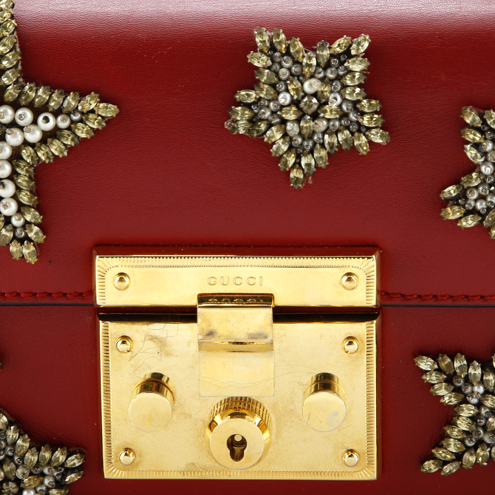 Padlock Shoulder Bag Embellished Leather Small