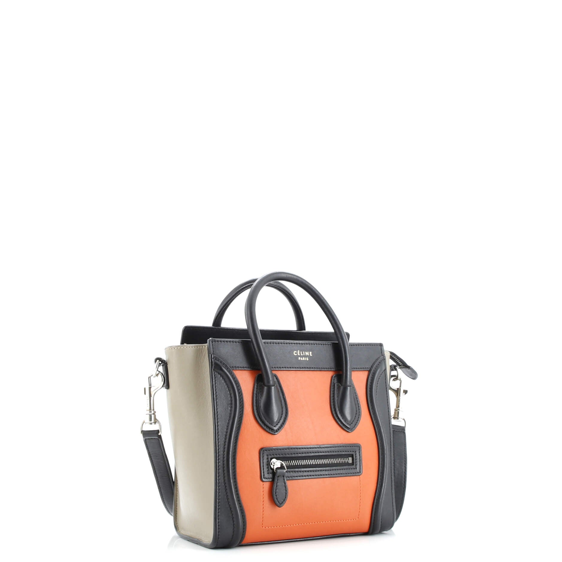 Tricolor Luggage Bag Leather Nano