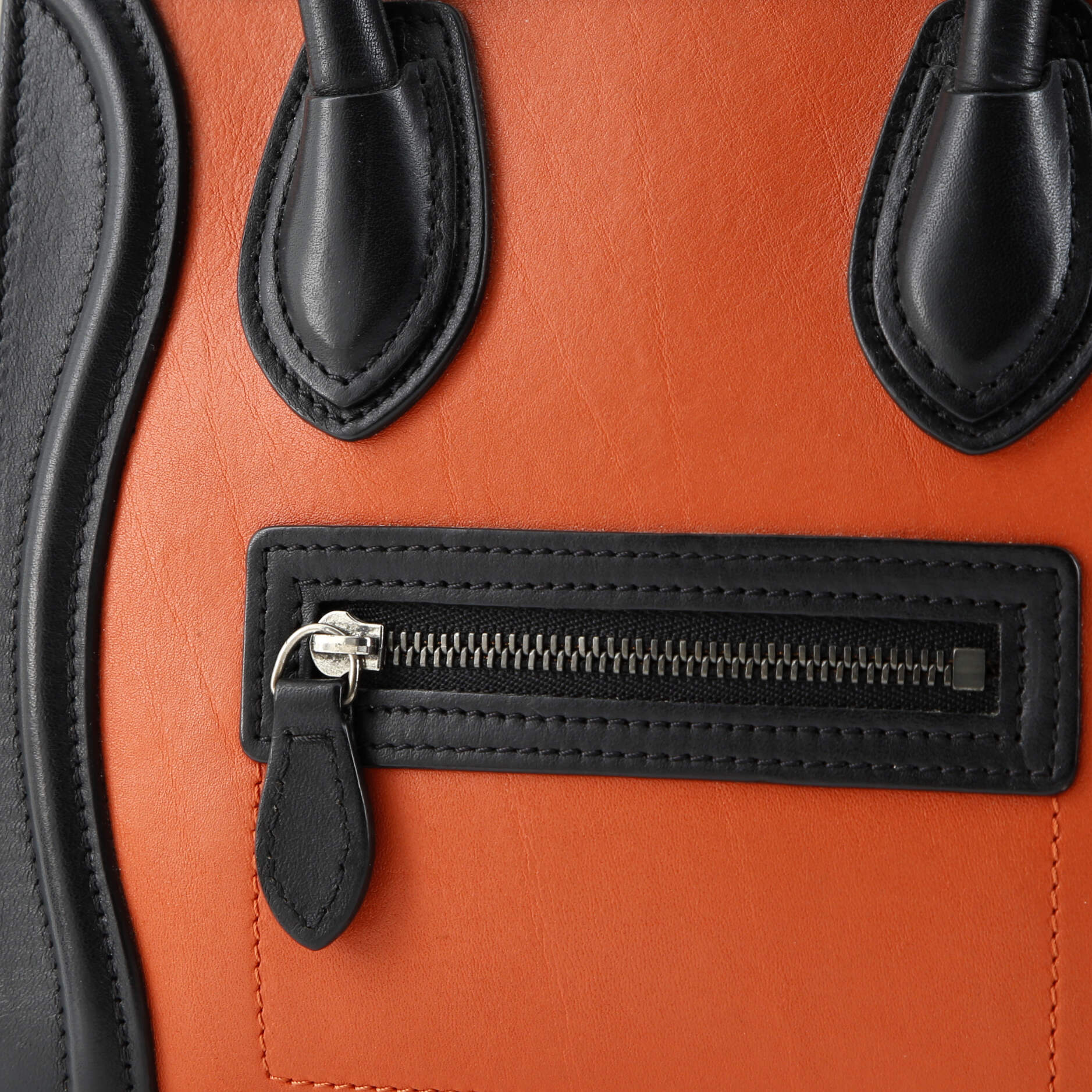 Tricolor Luggage Bag Leather Nano
