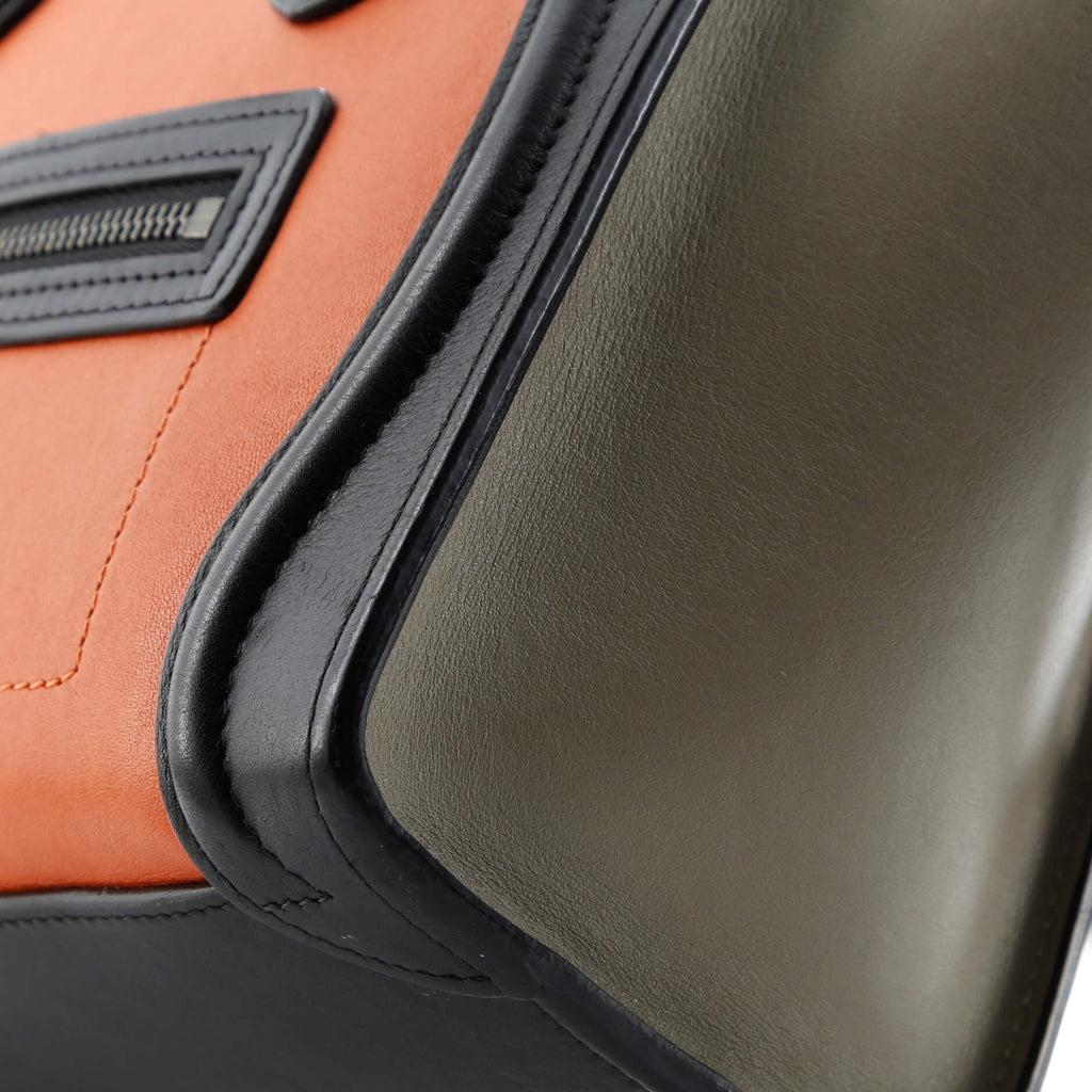 Tricolor Luggage Bag Leather Nano