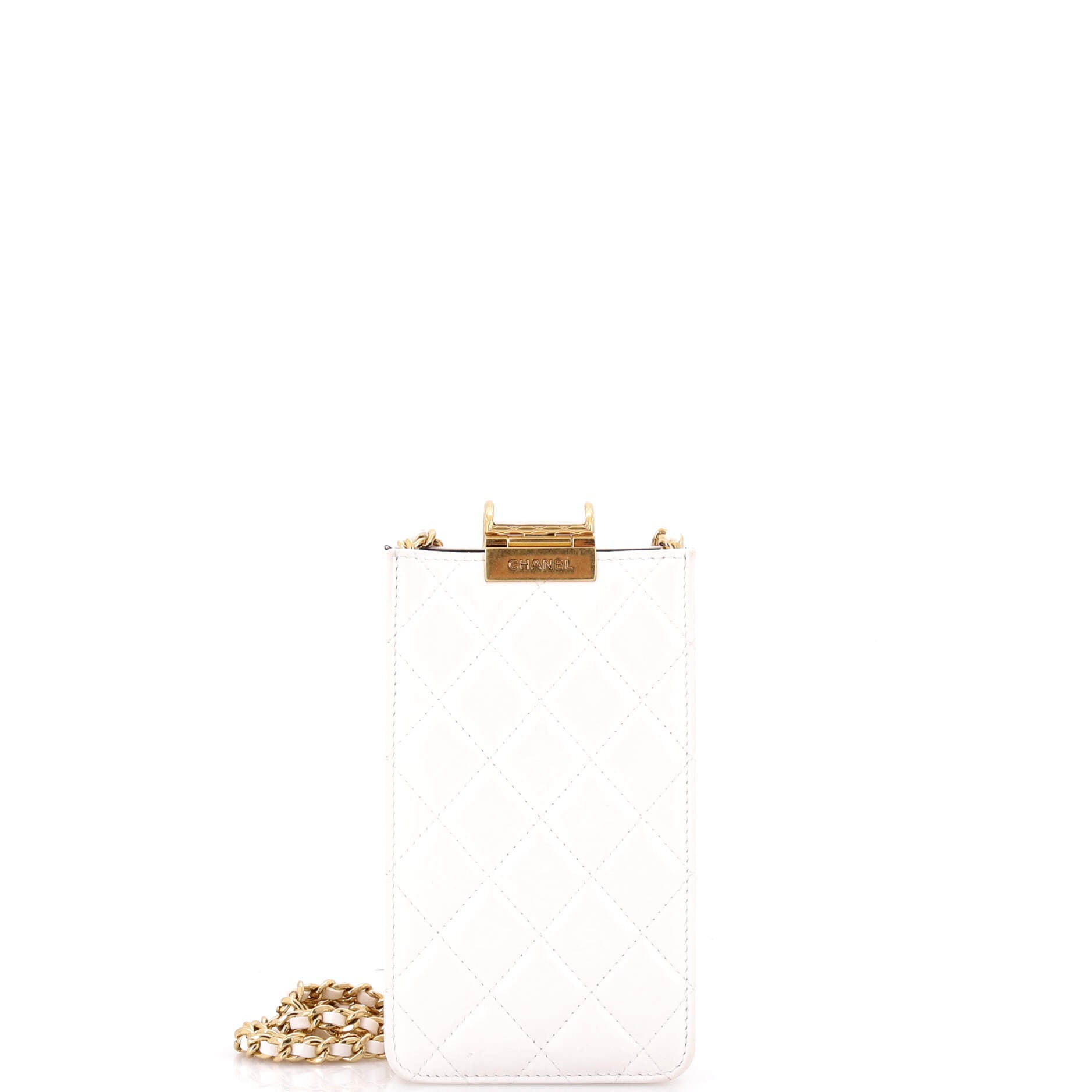 CC Clasp Phone Holder Crossbody Bag Quilted Lambskin