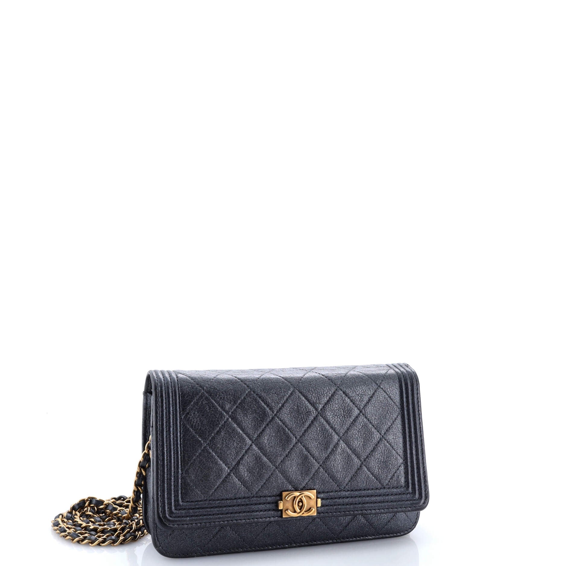Boy Wallet on Chain Quilted Goatskin