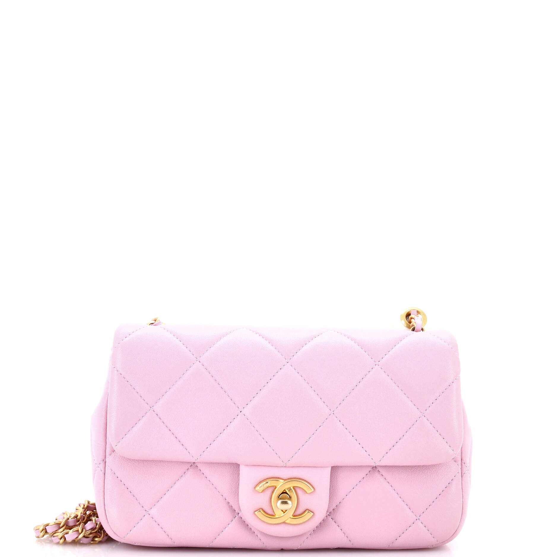 Twin Pearl Adjustable Chain Flap Bag Quilted Lambskin Mini