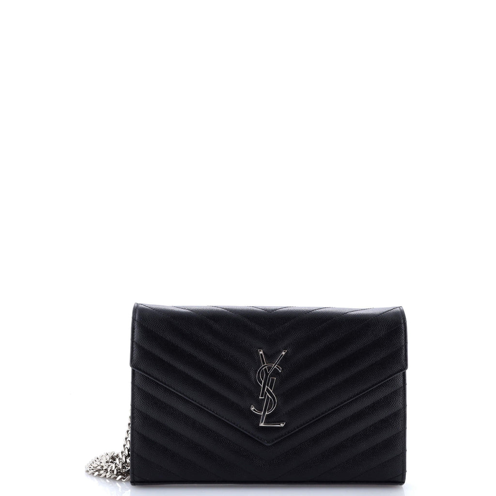 Classic Monogram Wallet on Chain Matelasse Chevron Leather Medium