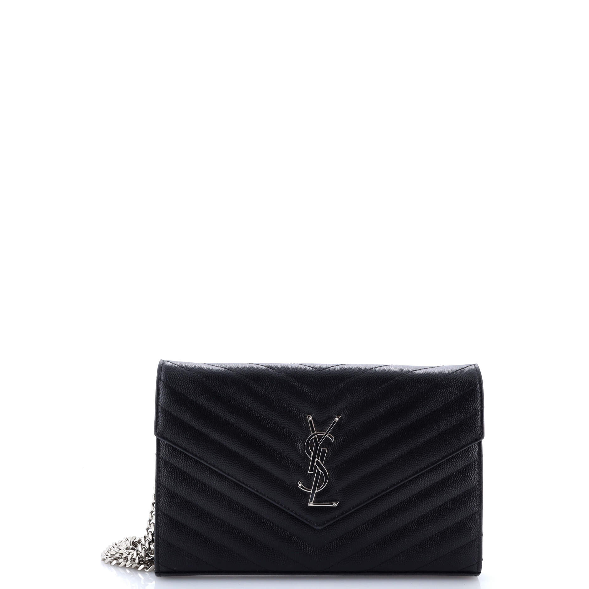 Classic Monogram Wallet on Chain Matelasse Chevron Leather Medium
