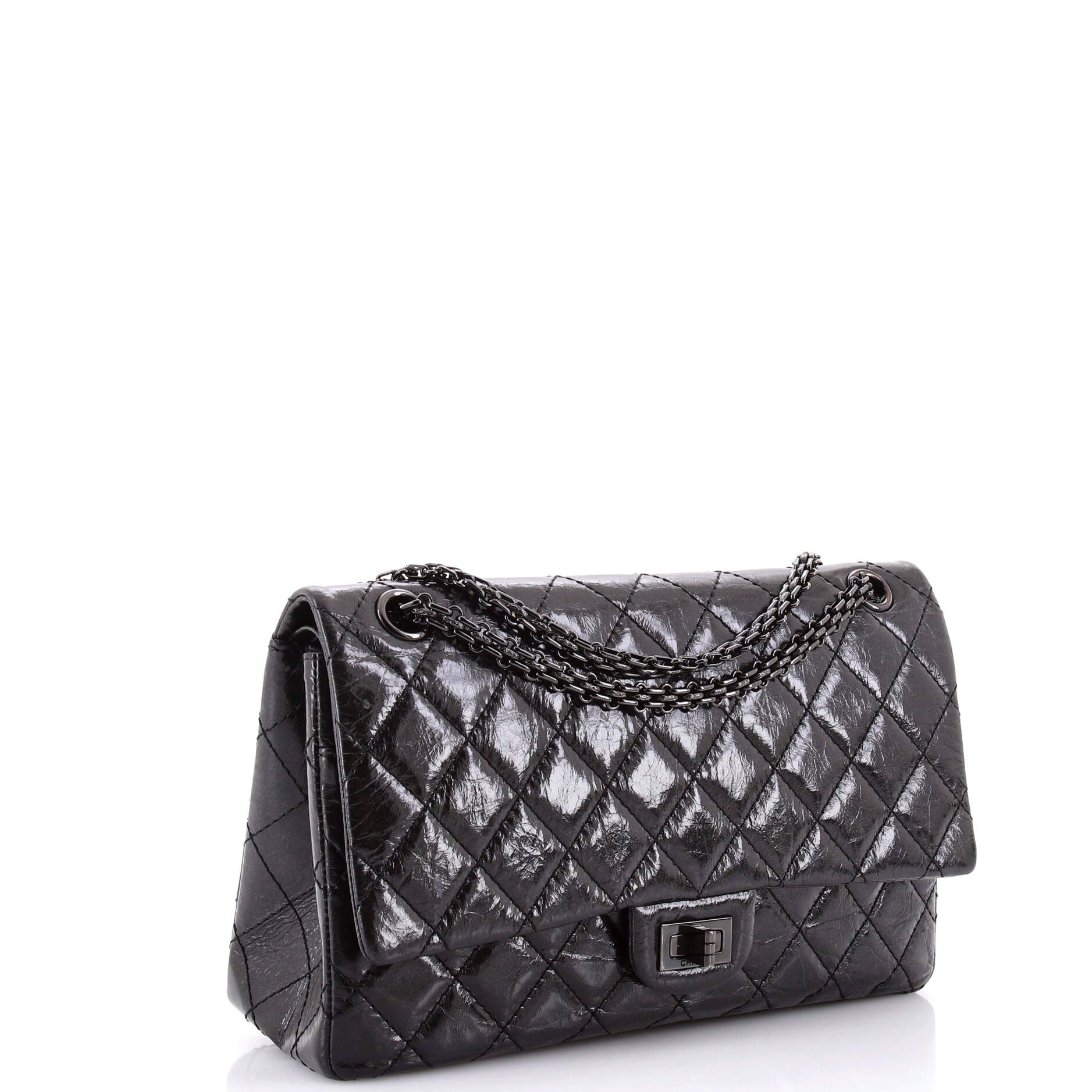 So Black Reissue 2.55 Flap Bag Quilted Glazed Calfskin 226