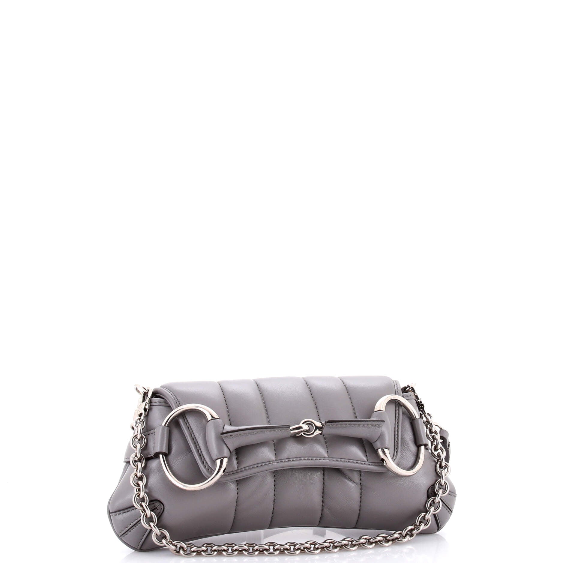 Horsebit Chain Shoulder Bag Vertical Quilted Leather Small