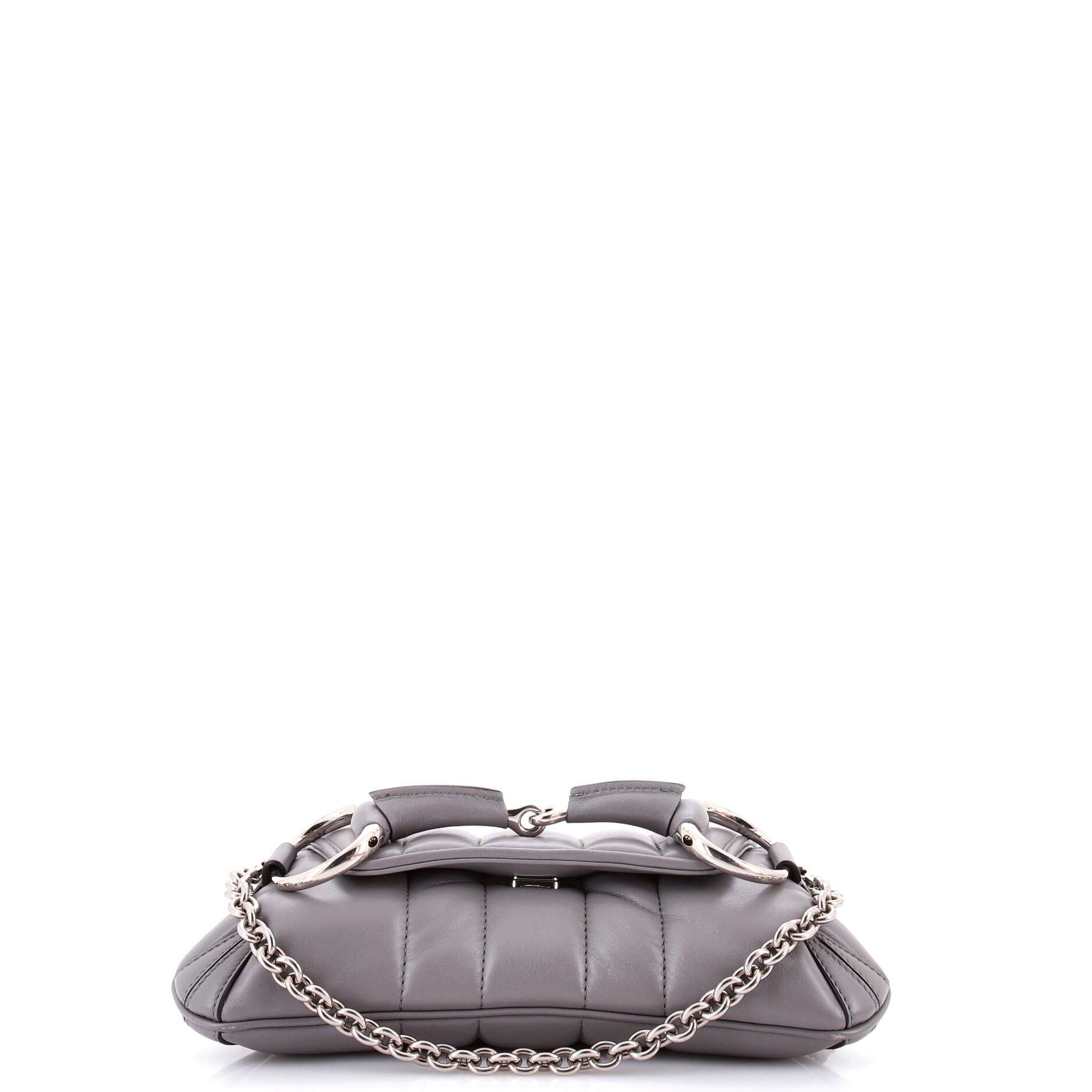 Horsebit Chain Shoulder Bag Vertical Quilted Leather Small