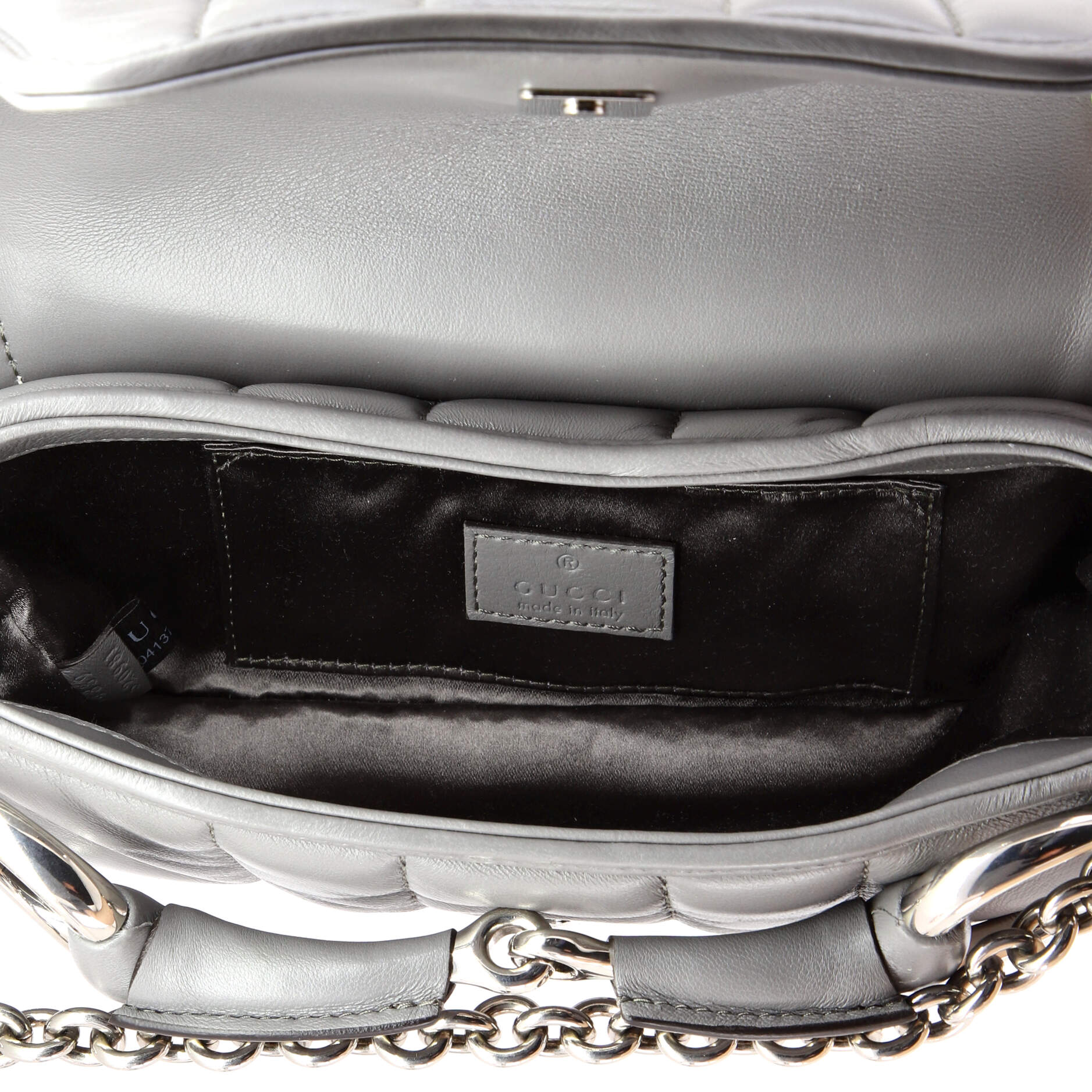 Horsebit Chain Shoulder Bag Vertical Quilted Leather Small