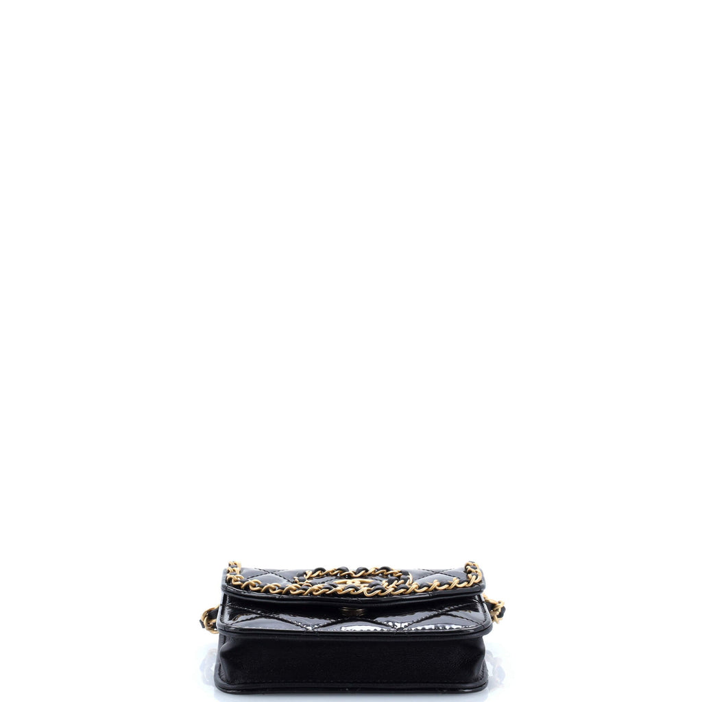 Heart Chain Flap Bag Quilted Patent Mini