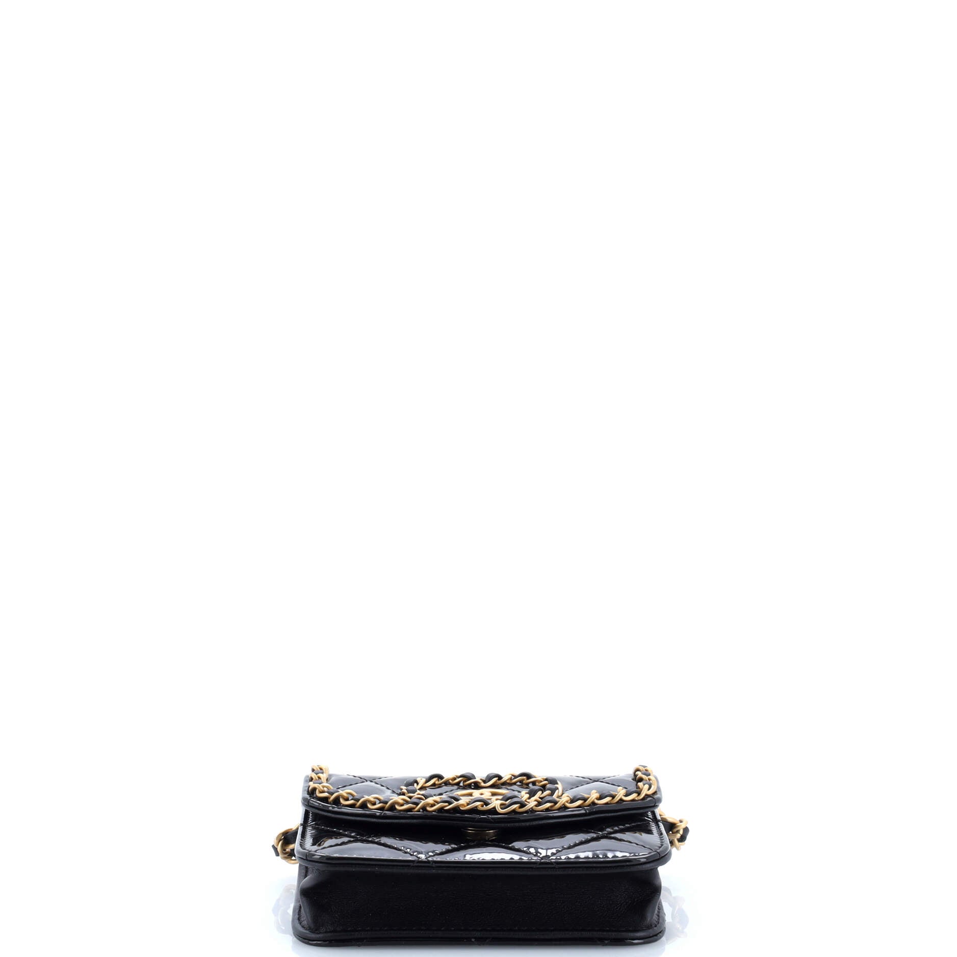 Heart Chain Flap Bag Quilted Patent Mini